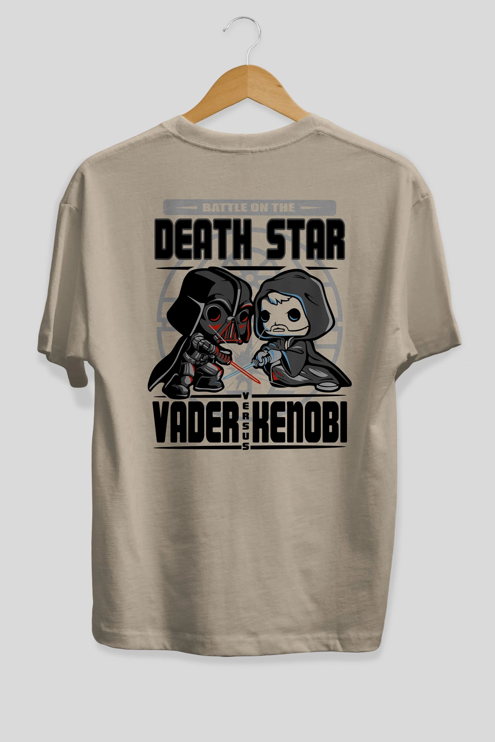 Vader Kenobi Arka Baskılı Oversize t-shirt Erkek Kadın Unisex %100 Pamuk Bisiklet Yaka tişort