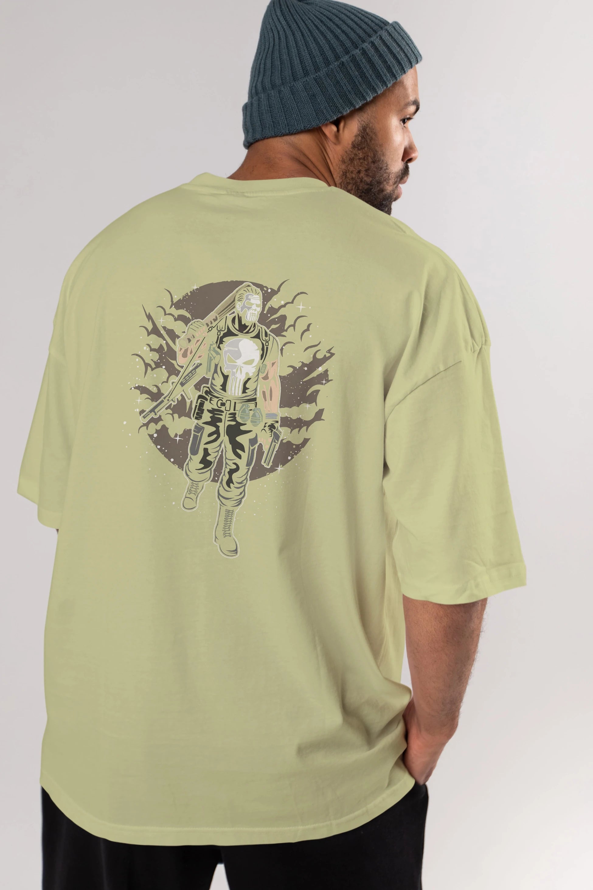 Punisher Arka Baskılı Oversize t-shirt Erkek Kadın Unisex %100 Pamuk