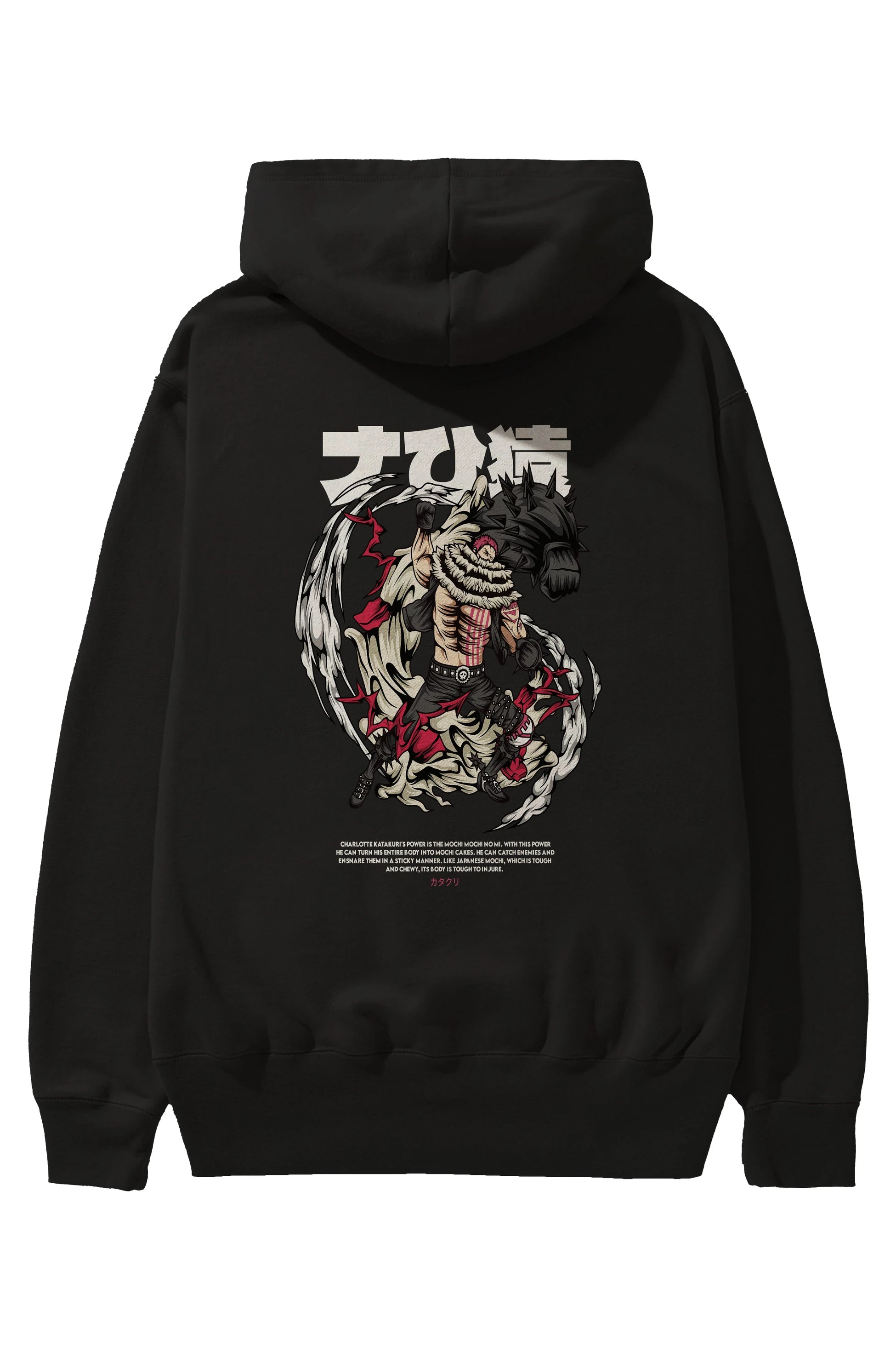 Katakuri Anime Arka Baskılı Hoodie Oversize Kapüşonlu Sweatshirt Erkek Kadın Unisex