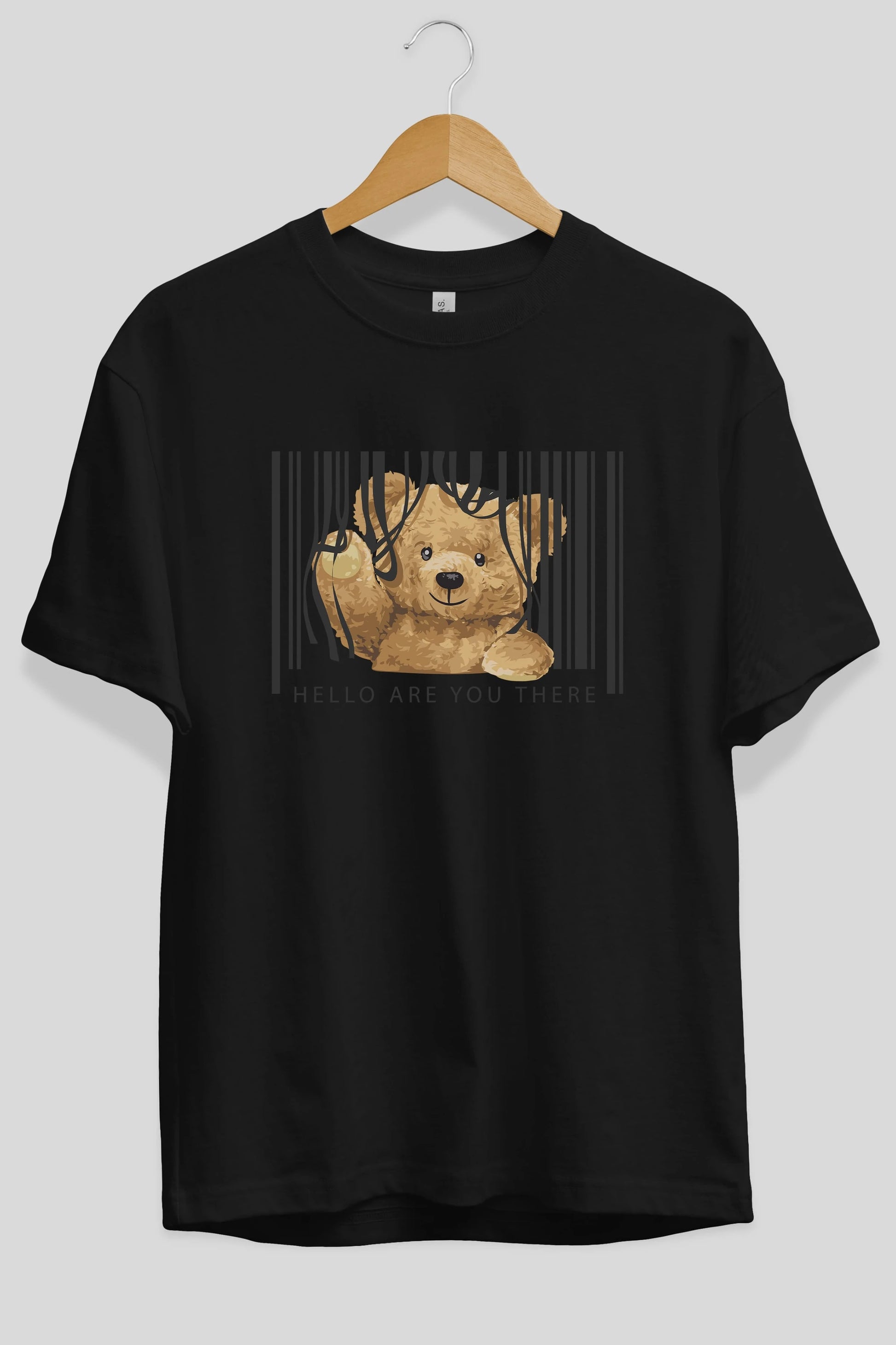 Teddy Bear Hello Ön Baskılı Oversize t-shirt Erkek Kadın Unisex %100 Pamuk