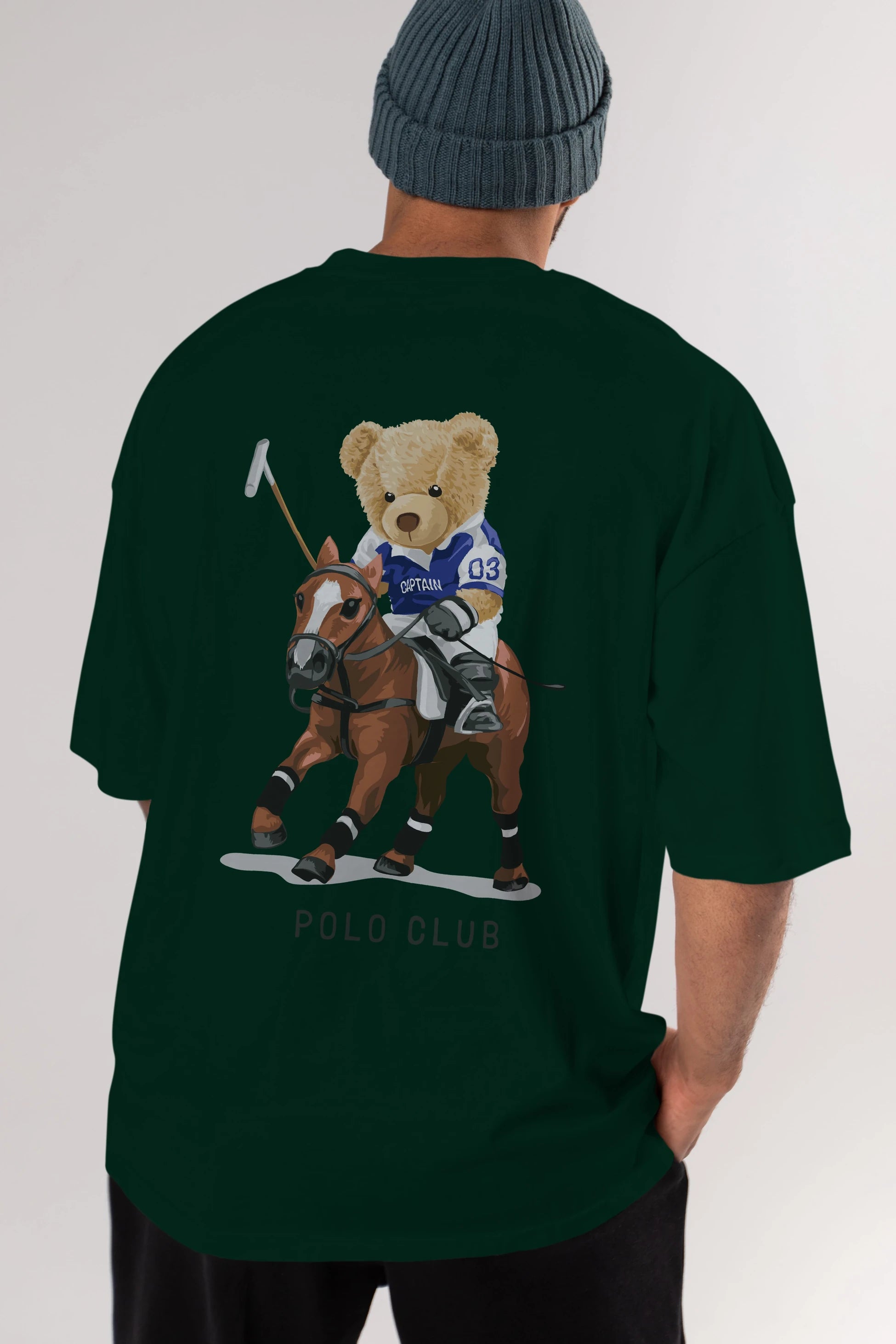 Teddy Bear Polo Club Arka Baskılı Oversize t-shirt Erkek Kadın Unisex %100 Pamuk