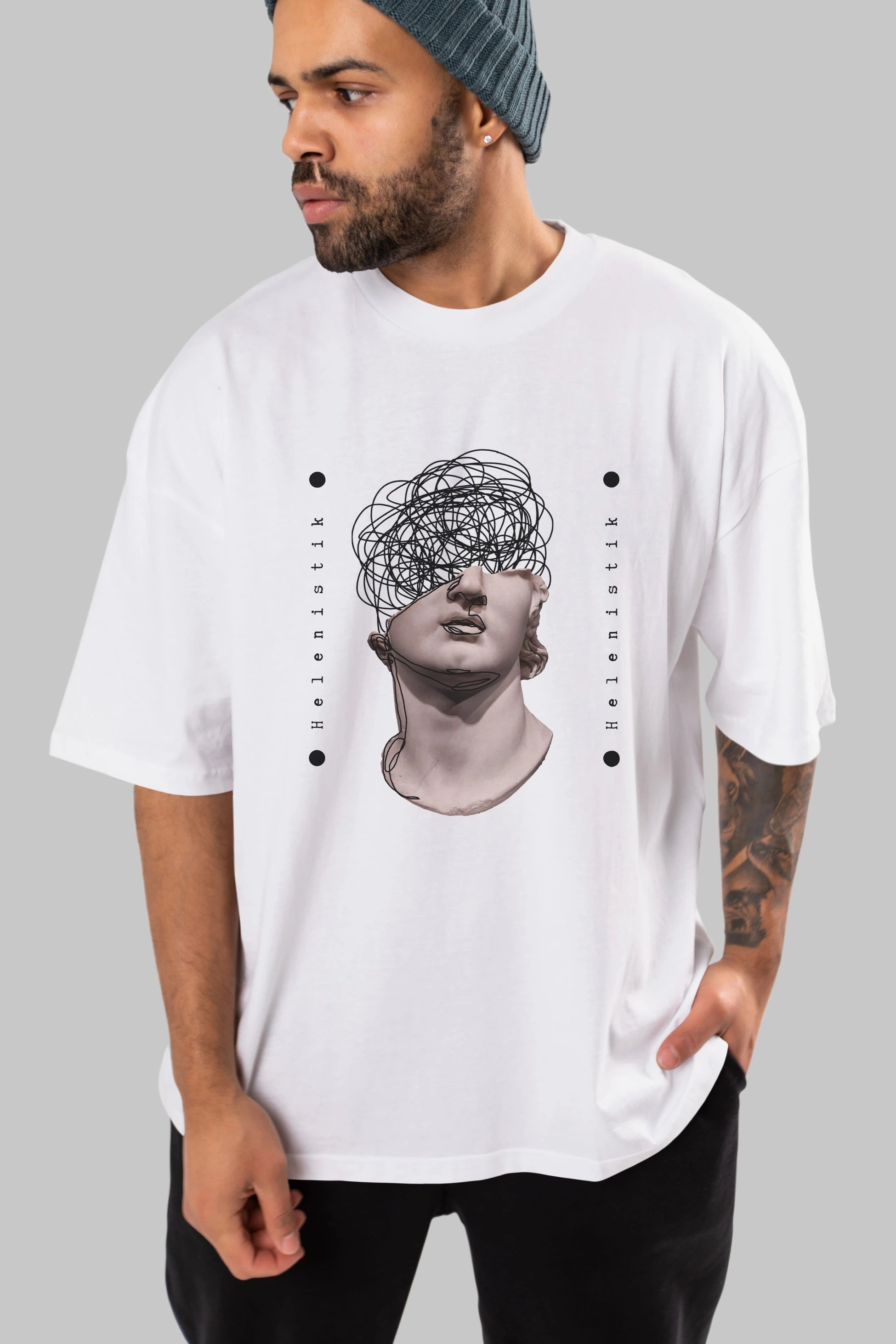 Heykel 2 Ön Baskılı Oversize t-shirt Erkek Kadın Unisex