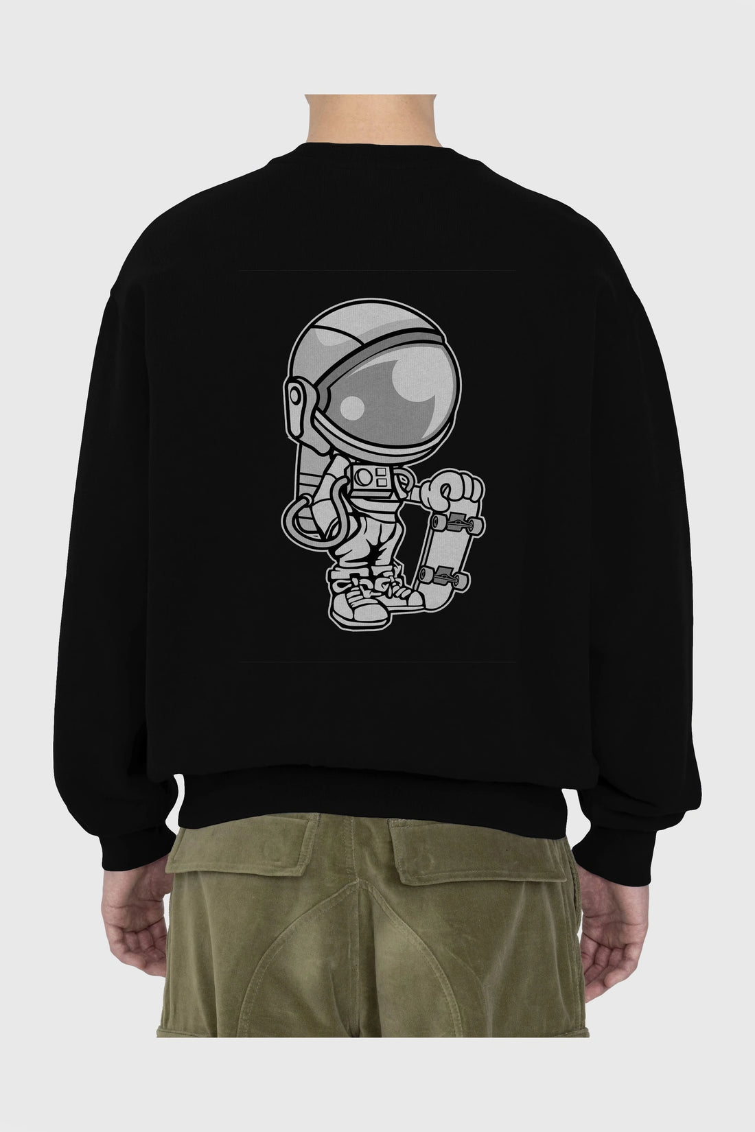 Astronaut Skaterboy Arka Baskılı Oversize Sweatshirt Erkek Kadın Unisex