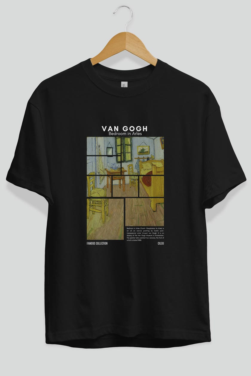 Van Gogh ön Baskılı Oversize t-shirt Erkek Kadın Bisiklet Yaka Pamuk tişort