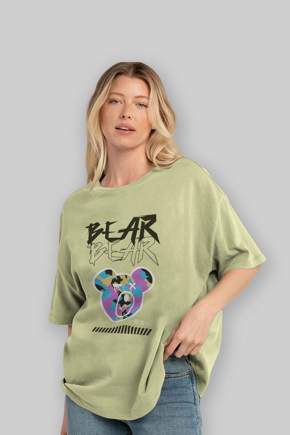 Bear Bear Ön Baskılı Oversize t-shirt Erkek Kadın Unisex