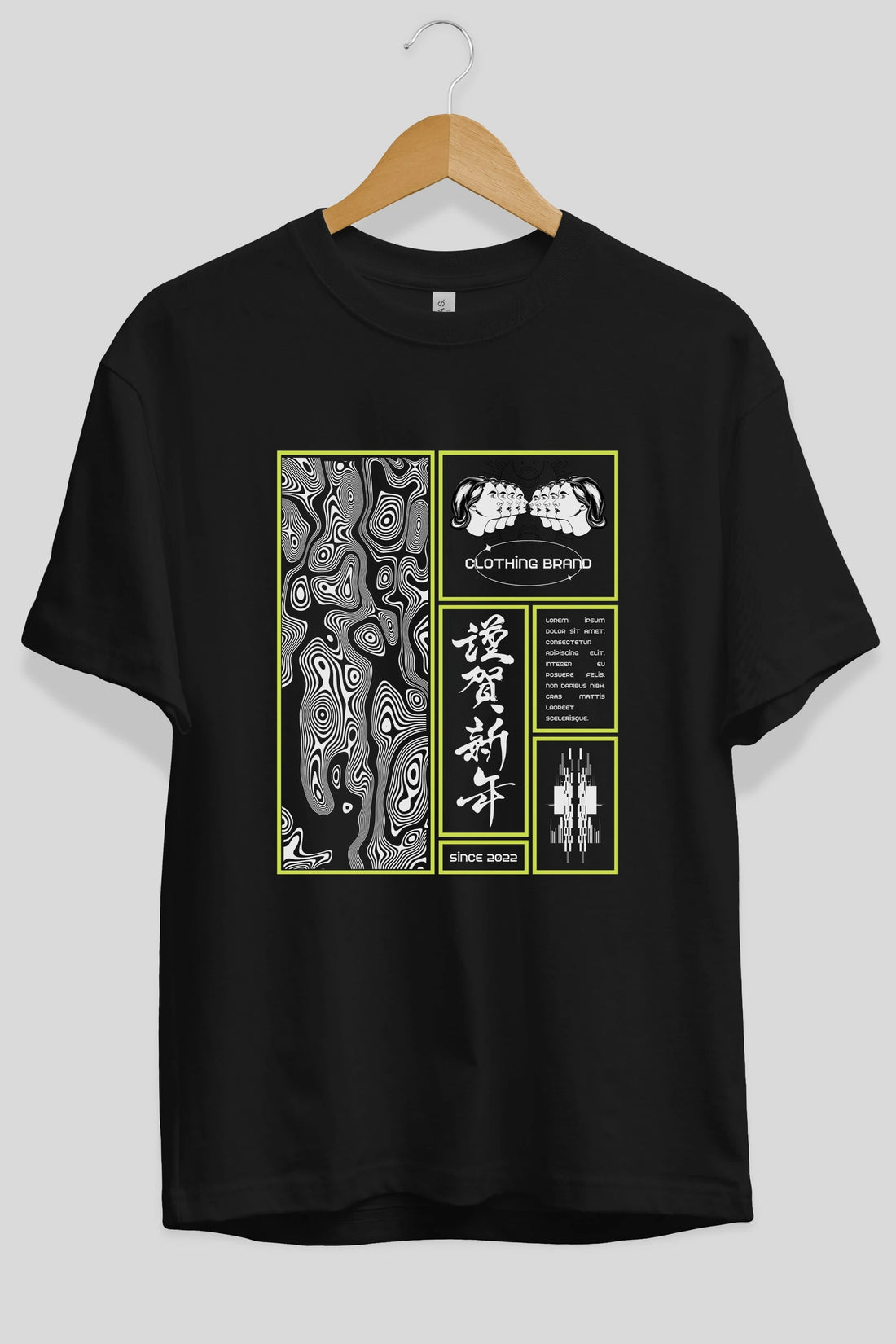 Neon Japanese Streetwear Ön Baskılı Oversize t-shirt Erkek Kadın Unisex