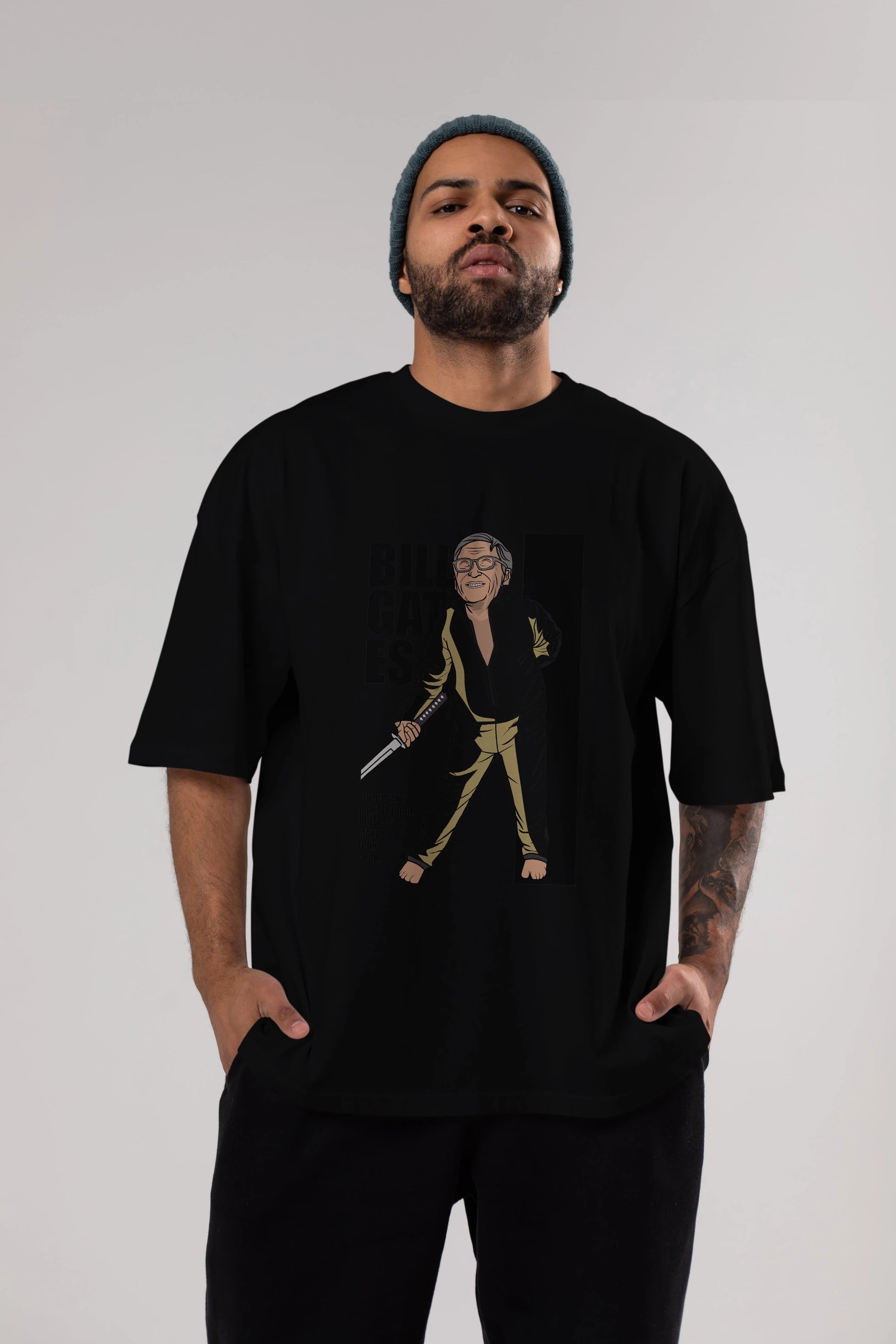 Bill Gates Ön Baskılı Oversize t-shirt Erkek Kadın Unisex %100 Pamuk tişort