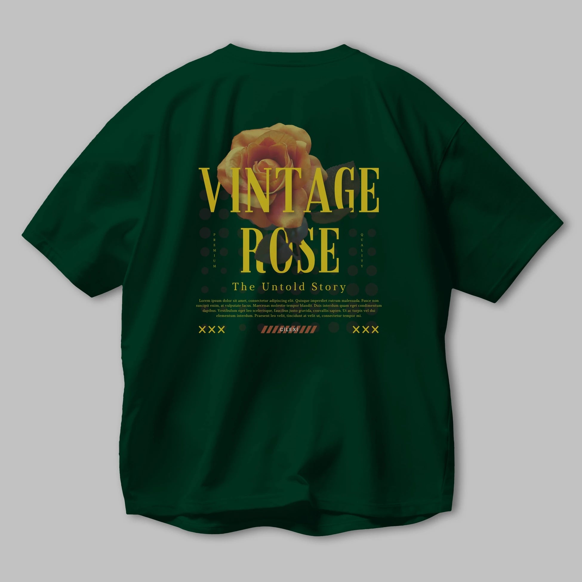 Vintage Rose Yazılı Arka Baskılı Oversize t-shirt Erkek Kadın Unisex