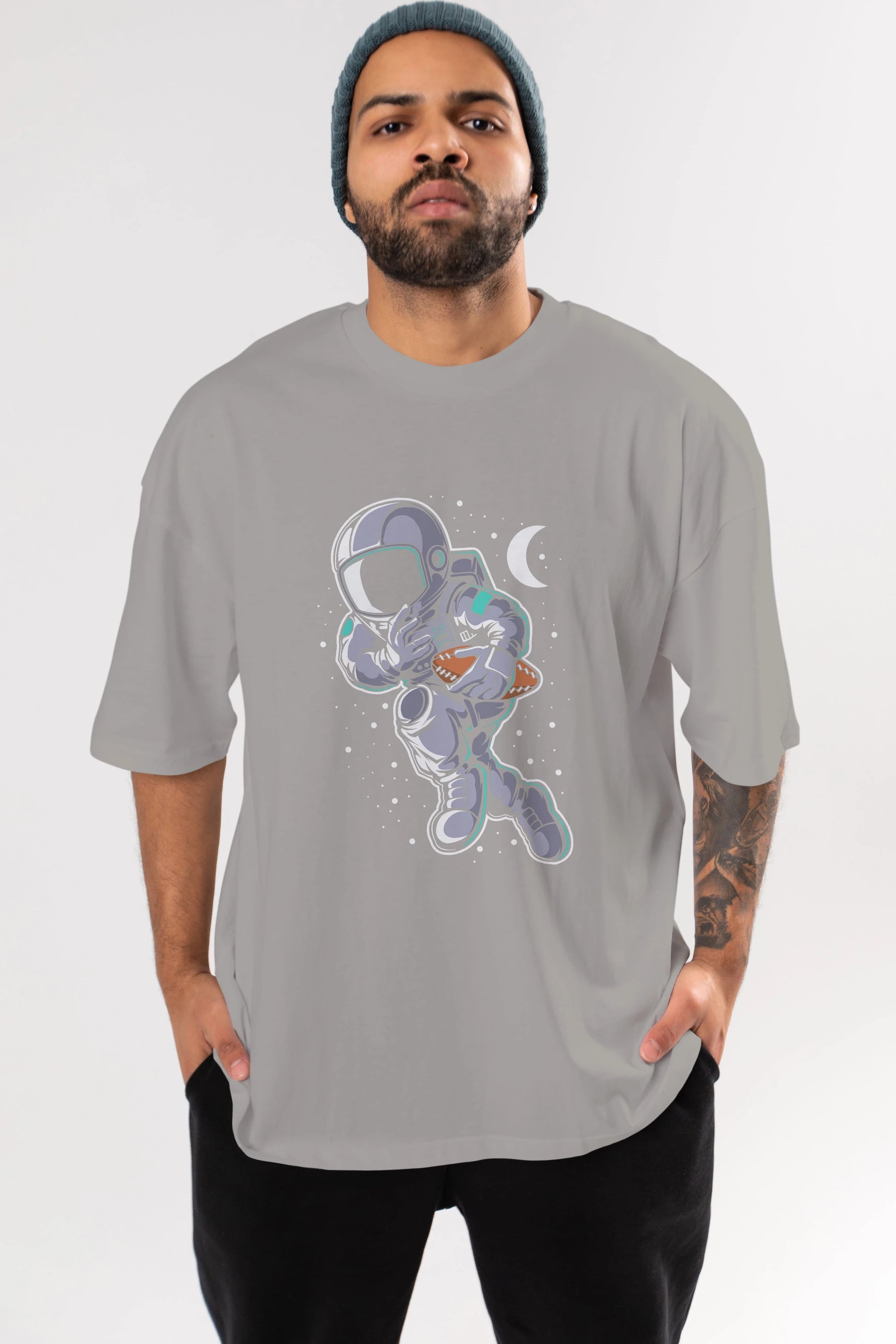 Astronaut Rugby Ön Baskılı Oversize t-shirt Erkek Kadın Unisex
