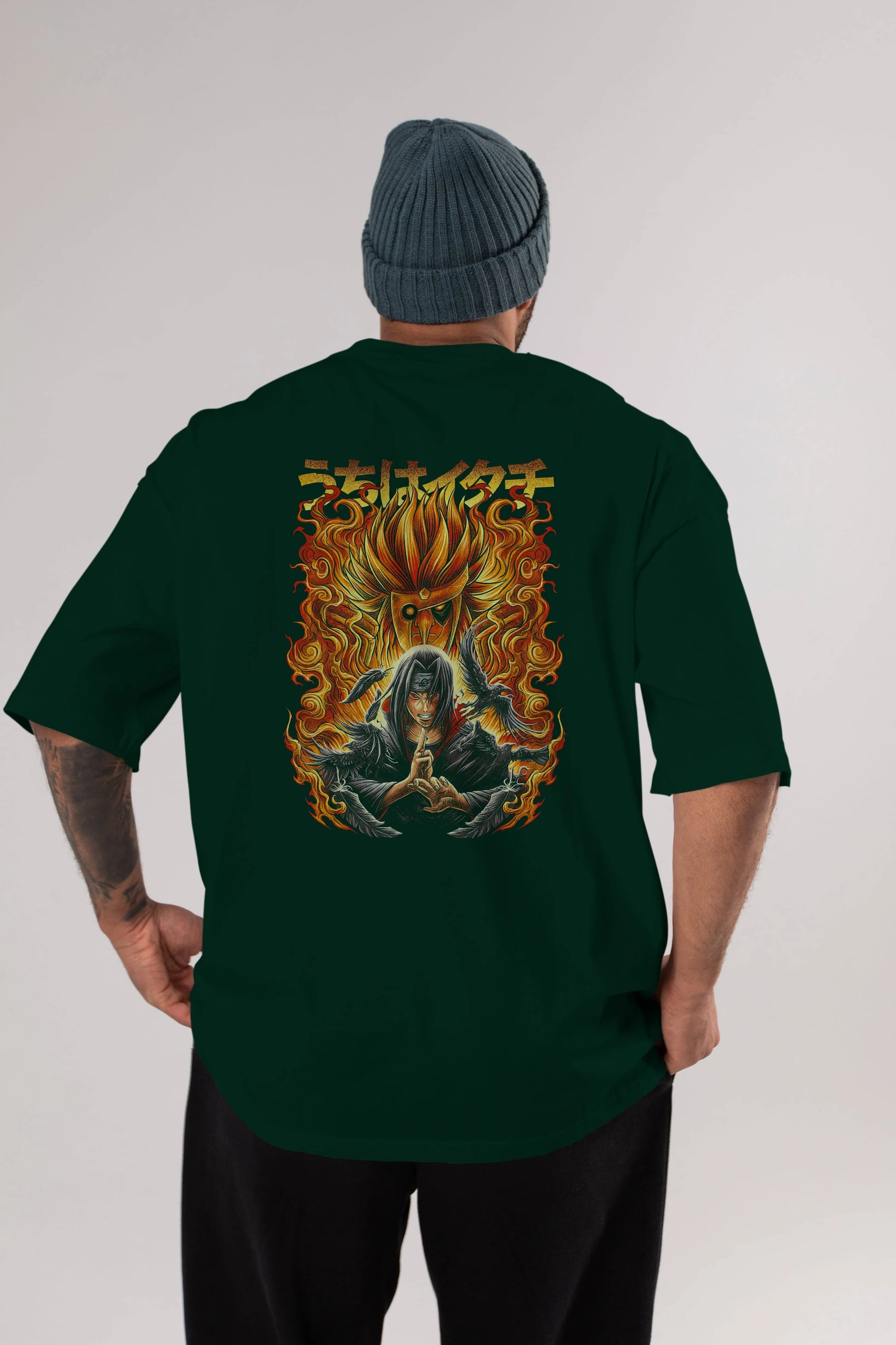 NARUTO ITACHI UCHIHA Anime Arka Baskılı Oversize t-shirt Erkek Kadın Unisex