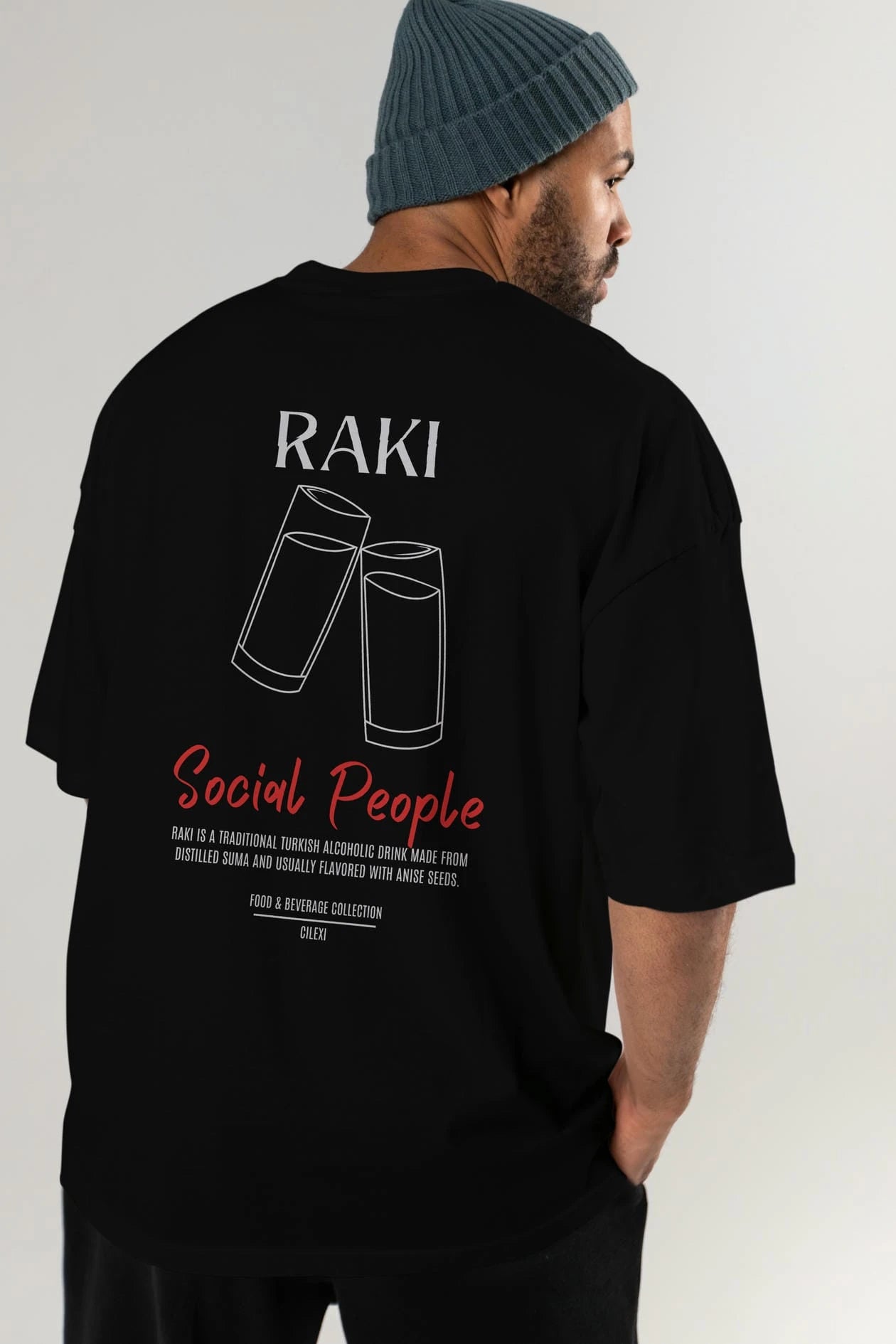 Rakı Kokteyl Serisi Baskılı Oversize t-shirt Erkek Kadın Unisex %100 Pamuk Bisiklet Yaka tişort