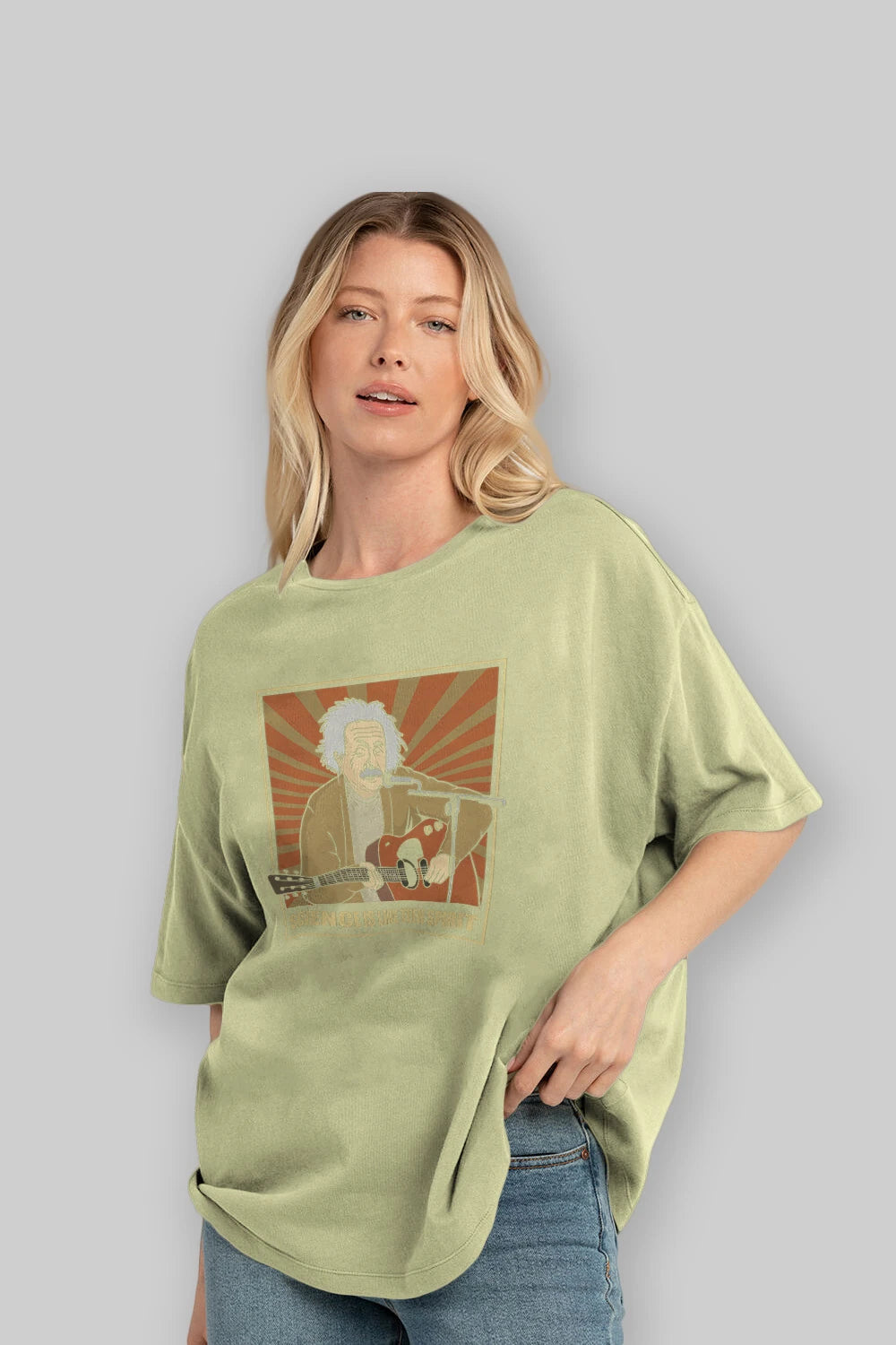 Kurt Einstein Ön Baskılı Oversize t-shirt Erkek Kadın Unisex %100 Pamuk tişort