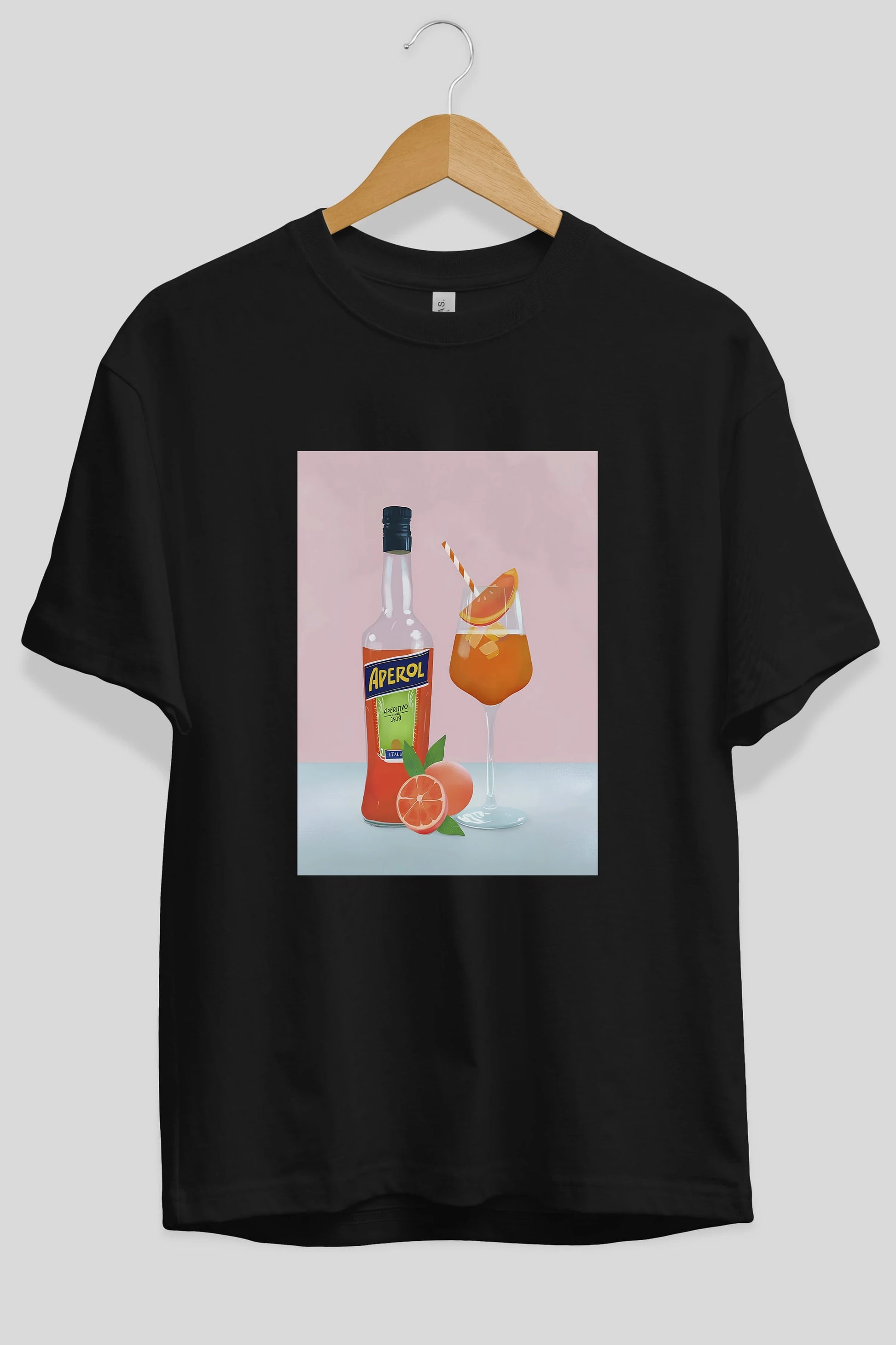 Aperol Spritz 3 Ön Baskılı Oversize t-shirt Erkek Kadın Unisex %100 Pamuk Bisiklet Yaka tişort