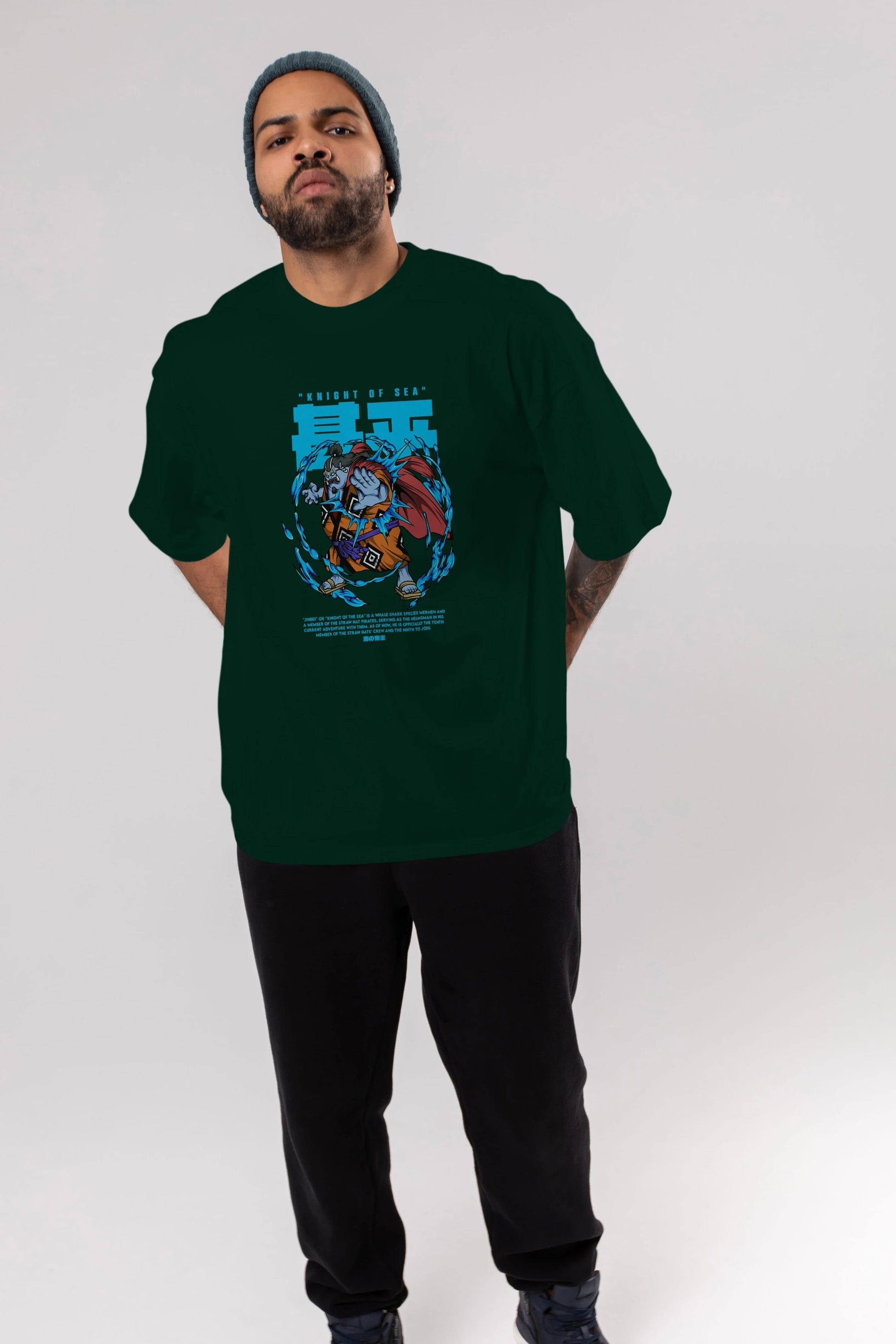 Jinbei Anime Ön Baskılı Oversize t-shirt %100 pamuk Erkek Kadın Unisex