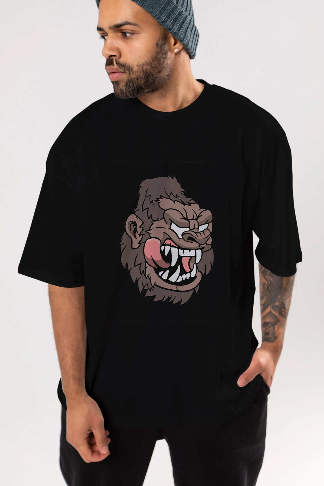 Big Gorilla Ön Baskılı Oversize t-shirt Erkek Kadın Unisex %100 Pamuk tişort