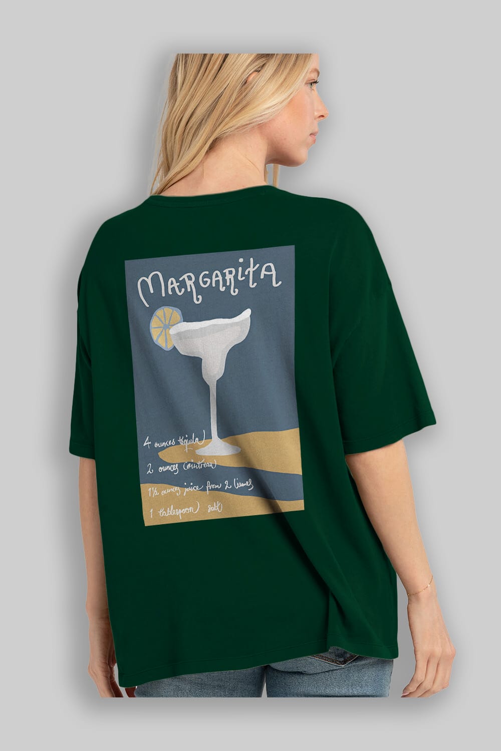 Margarita 2 Arka Baskılı Oversize t-shirt Erkek Kadın Unisex %100 Pamuk Bisiklet Yaka tişort
