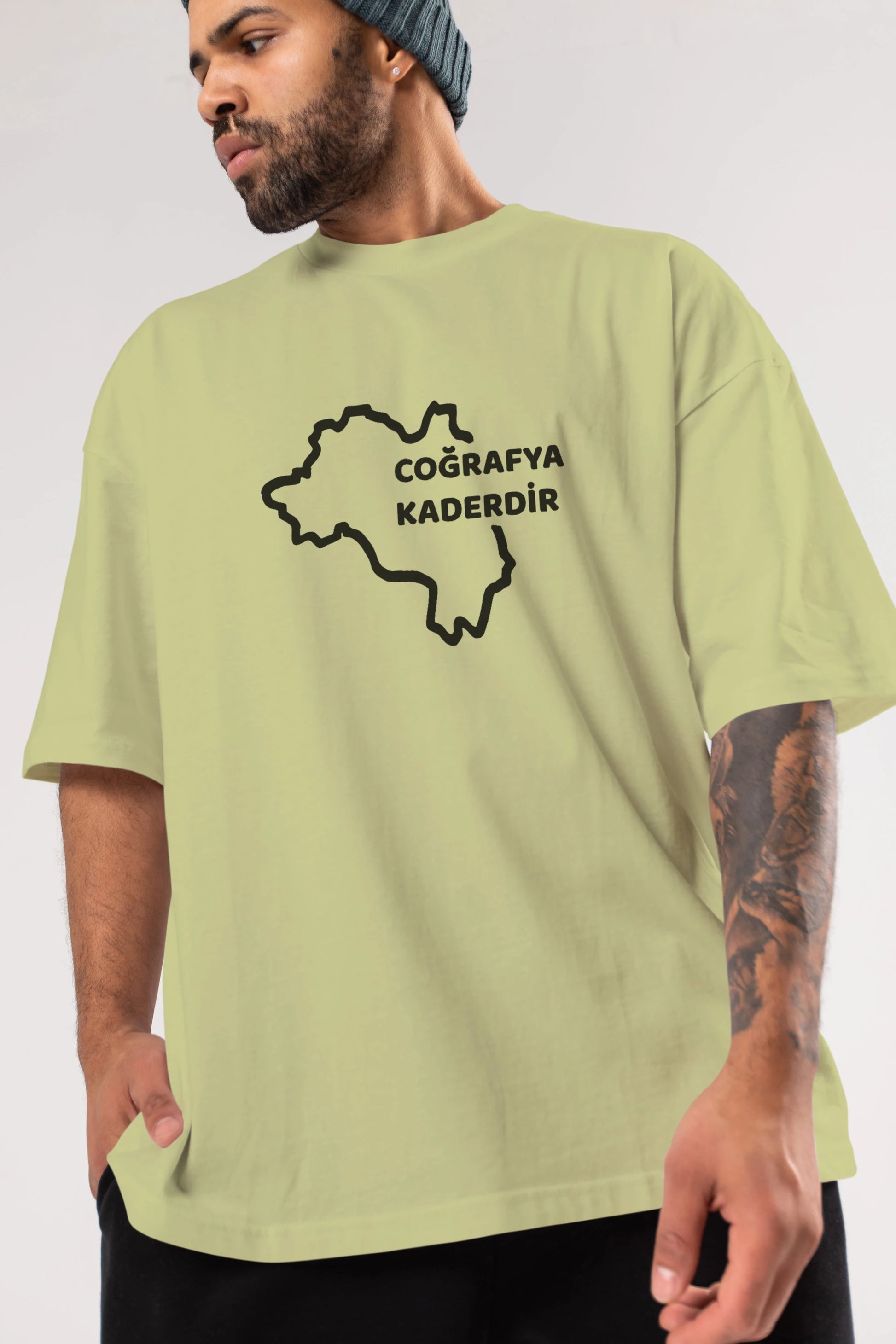 Coğrafya Kaderdir Ön Baskılı Oversize t-shirt %100 pamuk Erkek Kadın Unisex