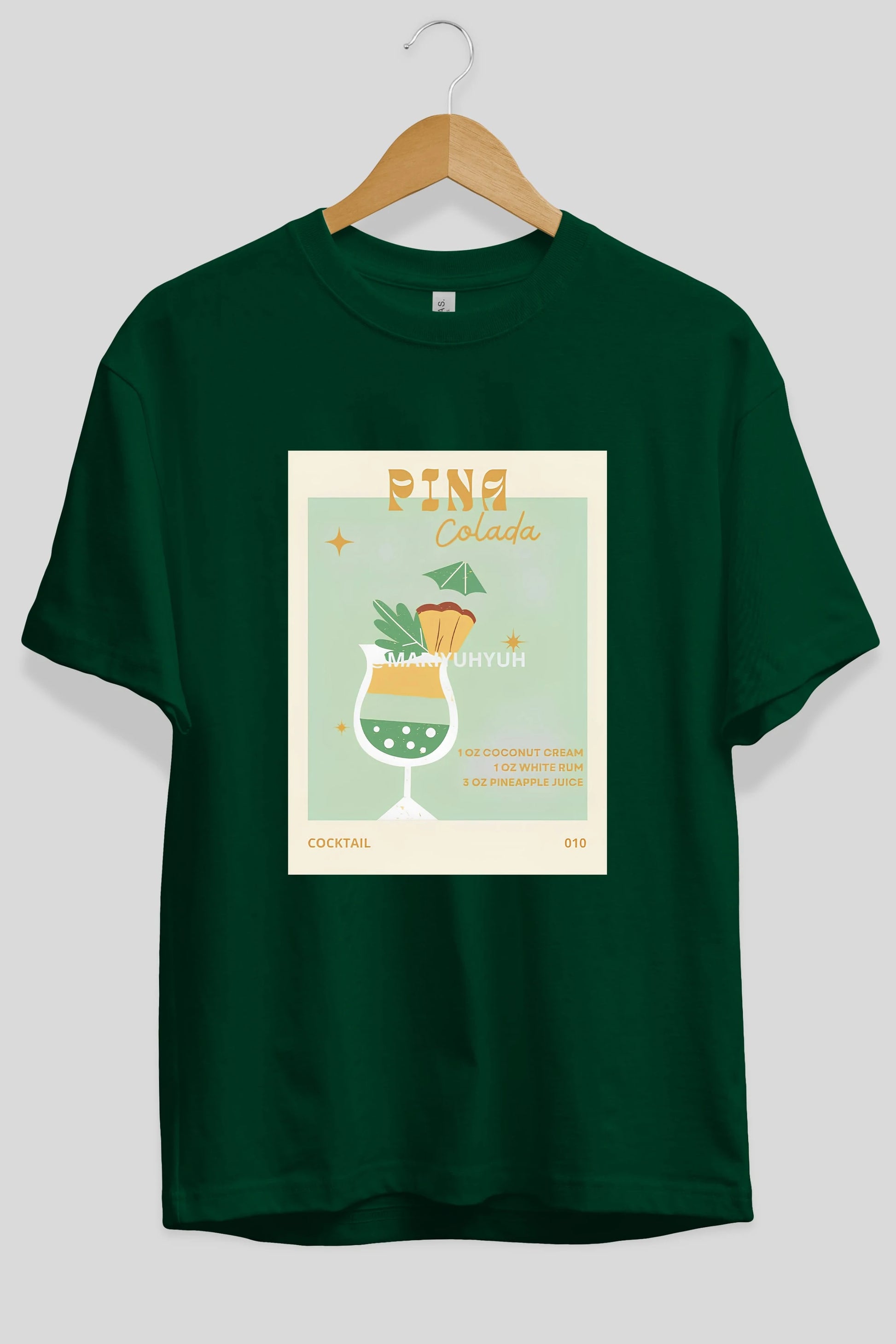 Pina Colada Ön Baskılı Oversize t-shirt Erkek Kadın Unisex %100 Pamuk Bisiklet Yaka tişort
