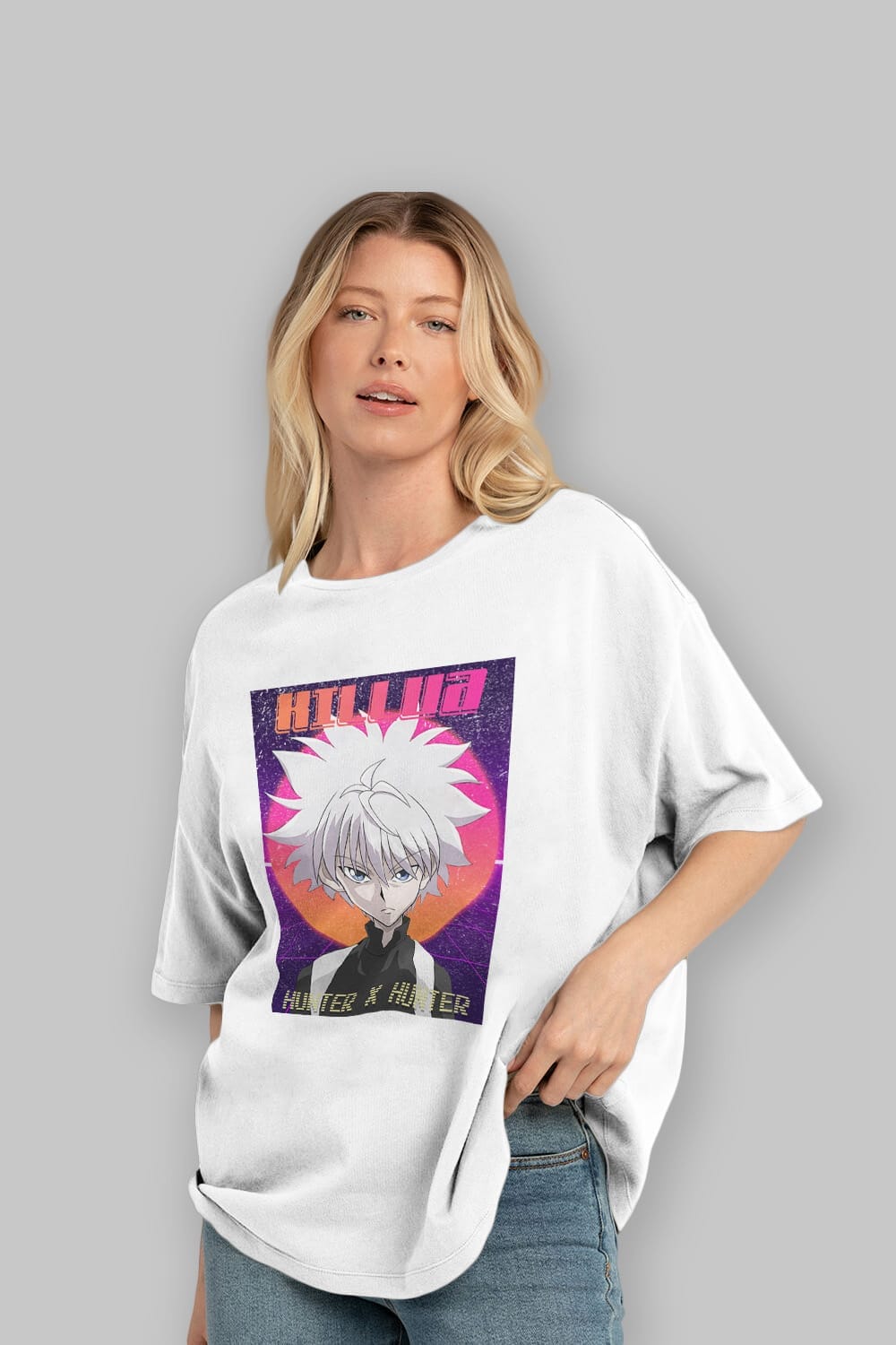 Killua Zoldyck 12 1 Anime Ön Baskılı Oversize t-shirt %100 pamuk Erkek Kadın Unisex