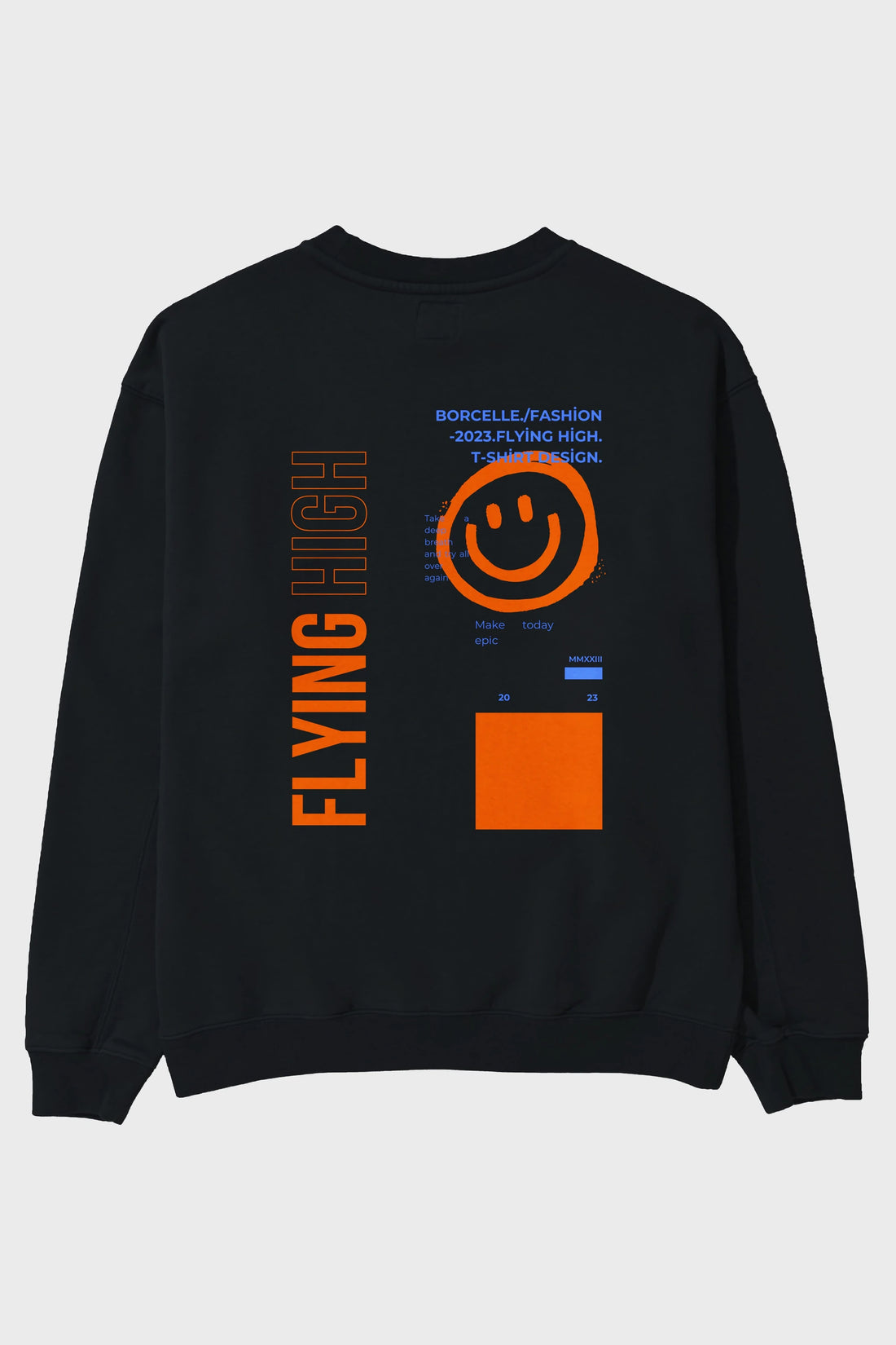 Flying High Yazılı Arka Baskılı Oversize Sweatshirt Erkek Kadın Unisex