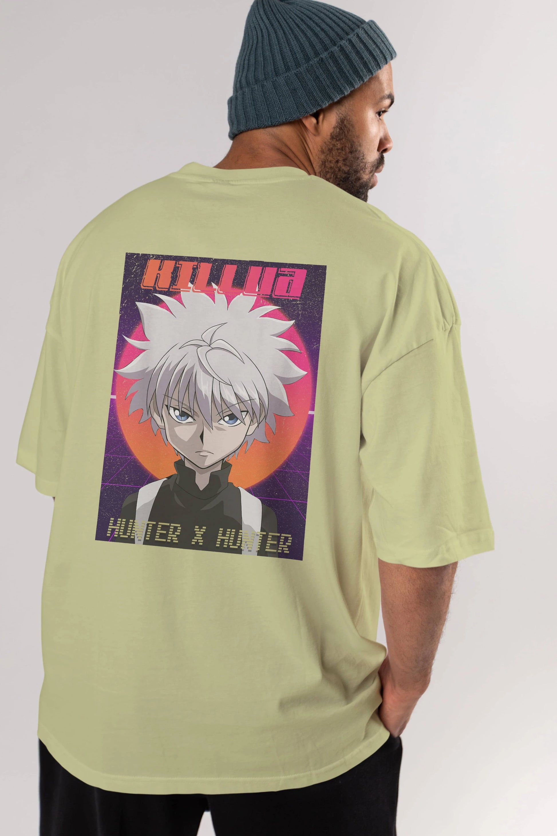 Killua Zoldyck 12 1 Anime Arka Baskılı Oversize t-shirt Erkek Kadın Unisex