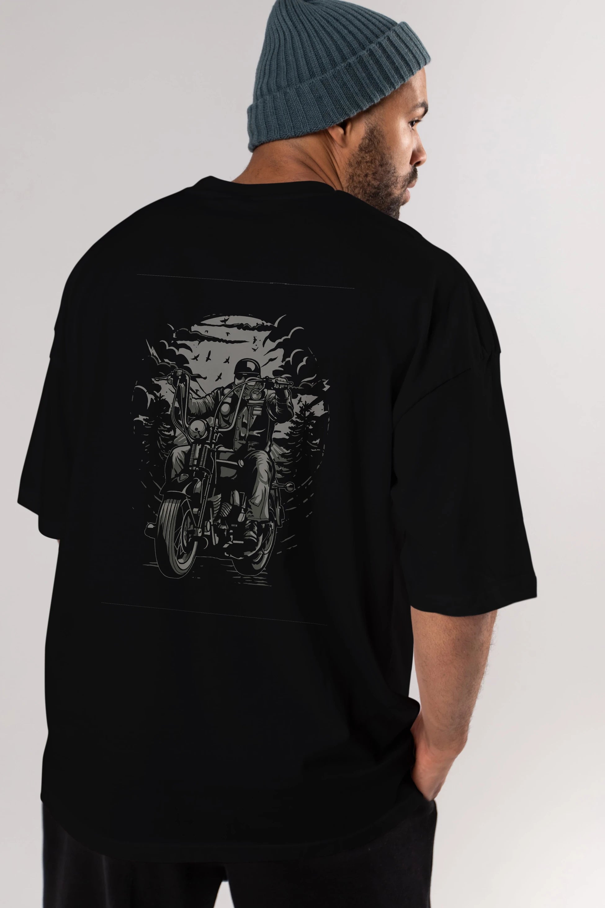 Live To Ride Arka Baskılı Oversize t-shirt Erkek Kadın Unisex %100 Pamuk