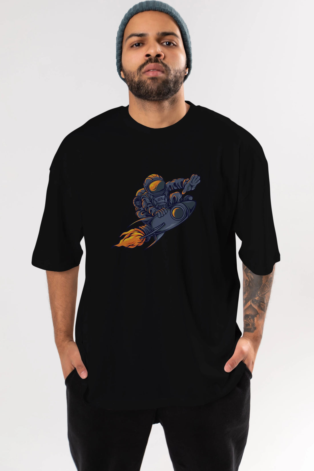 Astrocket Illustration Tshirt Ön Baskılı Oversize t-shirt Erkek Kadın Unisex