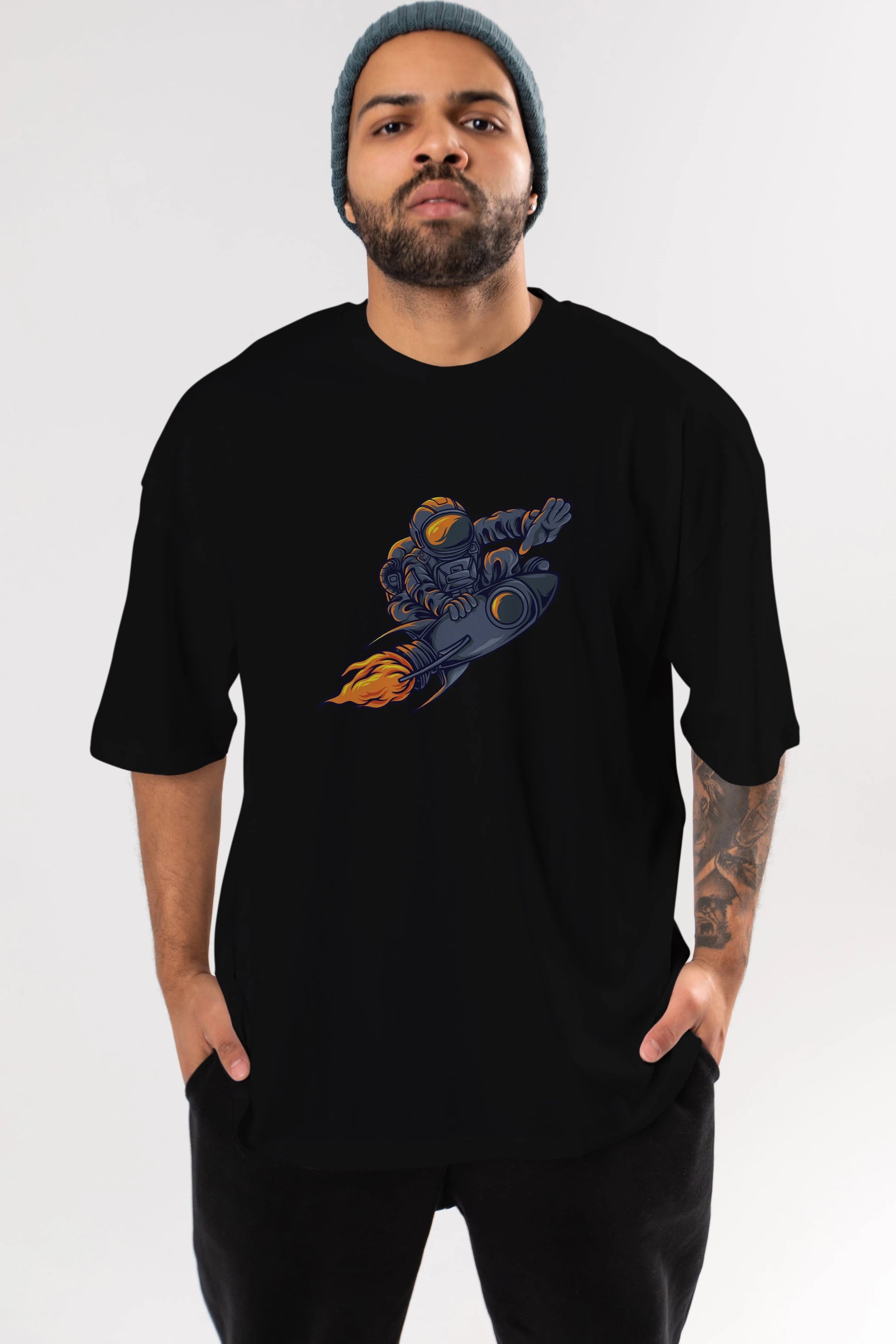 Astrocket Illustration Tshirt Ön Baskılı Oversize t-shirt Erkek Kadın Unisex