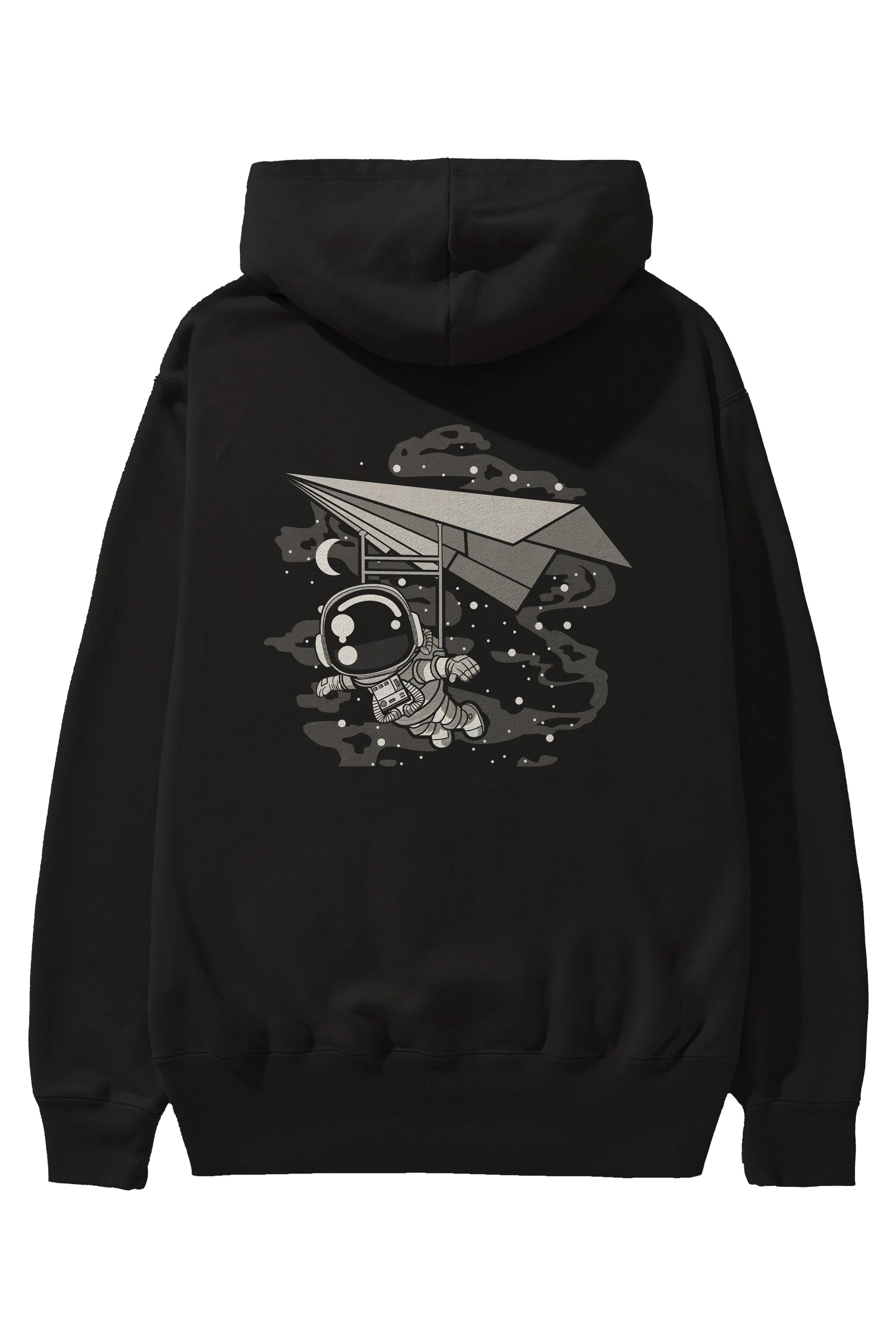 Astronaut Flying Arka Baskılı Hoodie Oversize Kapüşonlu Sweatshirt Erkek Kadın Unisex