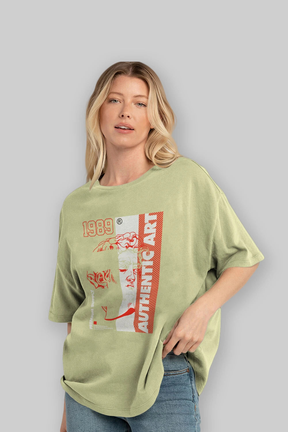 Authentic Art Ön Baskılı Oversize t-shirt Erkek Kadın Unisex