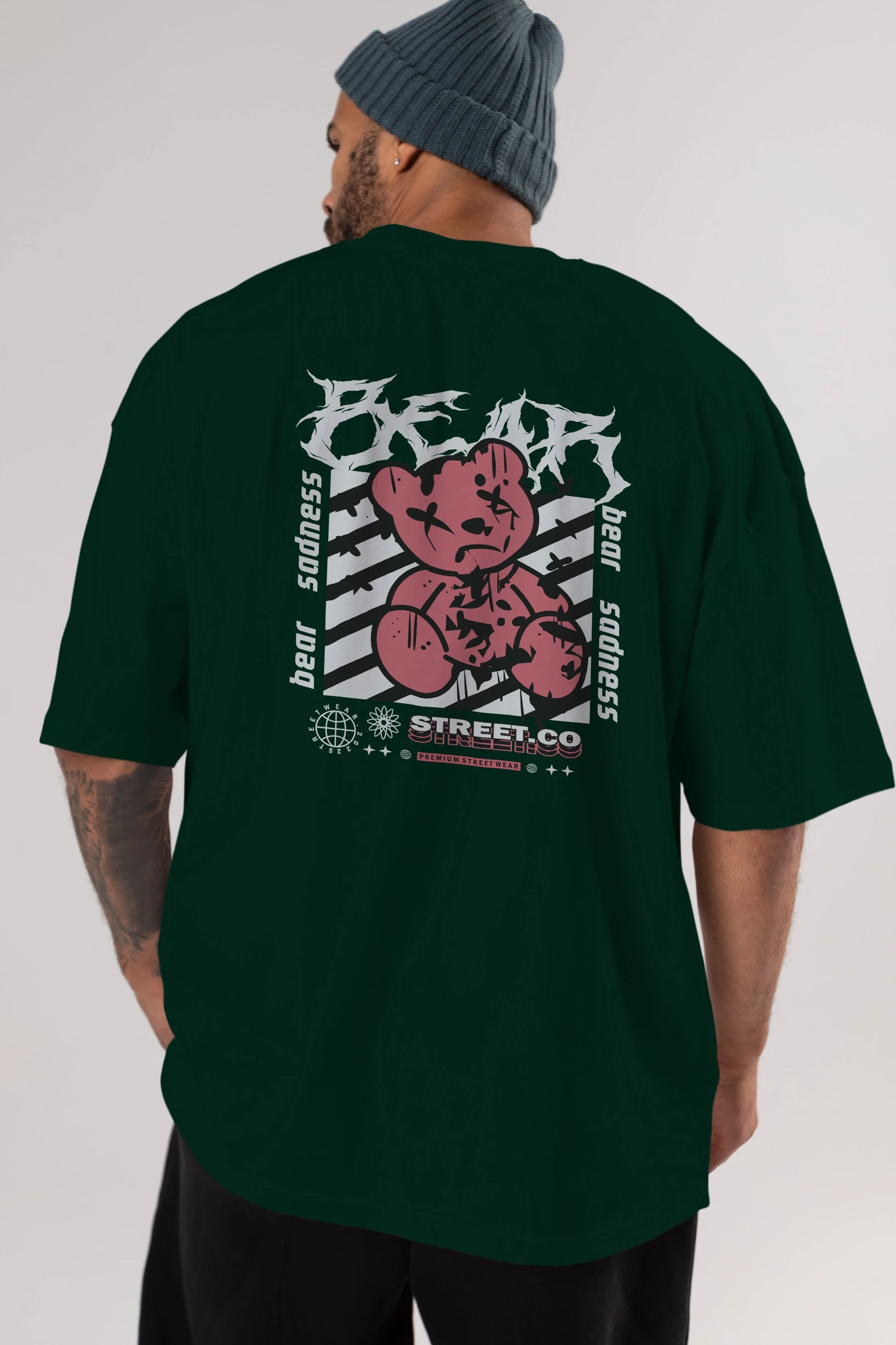 Bear Sadness Arka Baskılı Oversize t-shirt Erkek Kadın Unisex