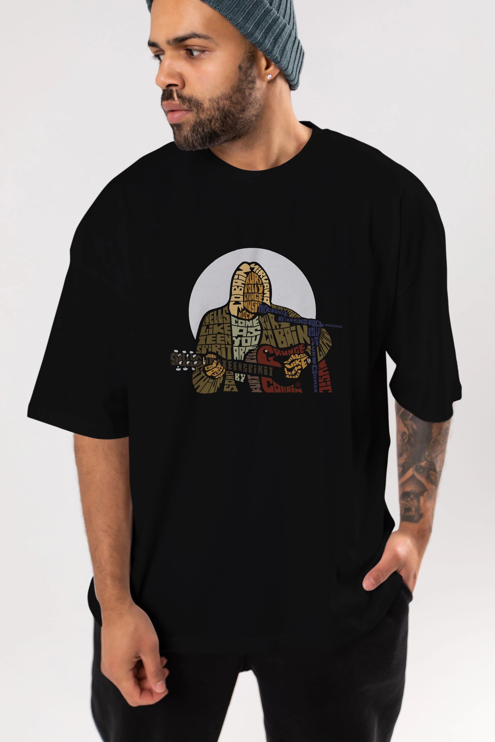 Kurt Cobain Ön Baskılı Oversize t-shirt %100 pamuk Erkek Kadın Unisex