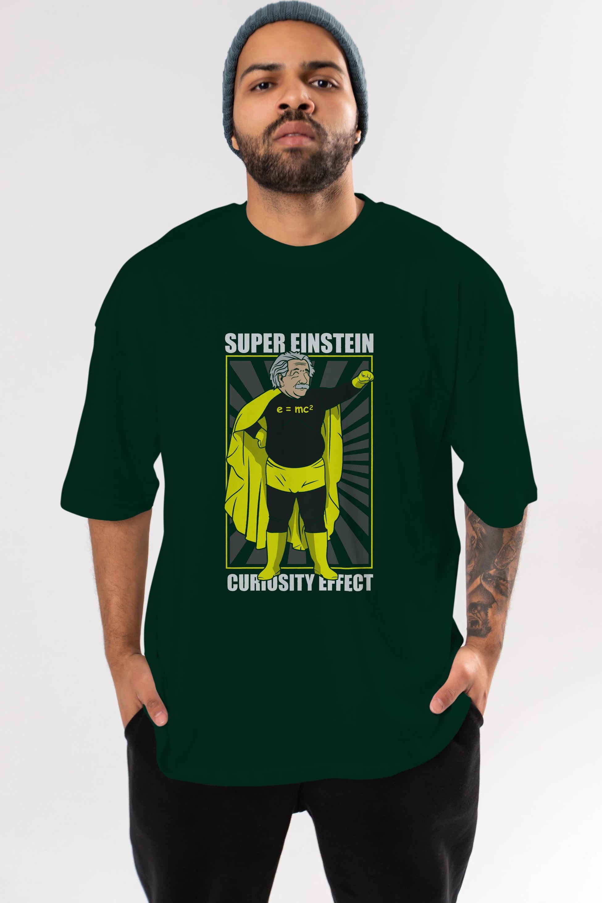 Super Einsten Ön Baskılı Oversize t-shirt Erkek Kadın Unisex %100 Pamuk tişort