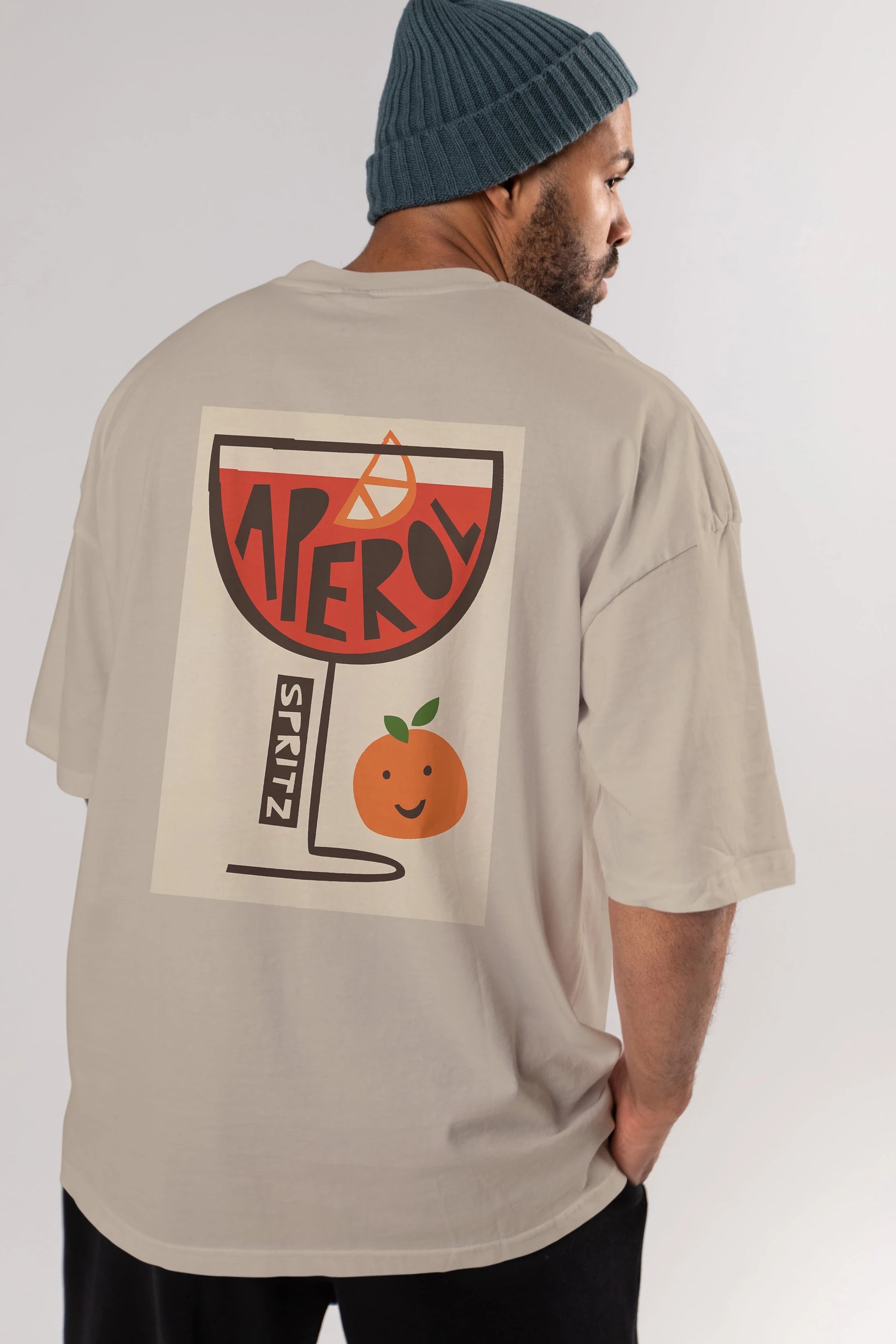 Aperol Spritz 9 Arka Baskılı Oversize t-shirt Erkek Kadın Unisex %100 Pamuk Bisiklet Yaka tişort