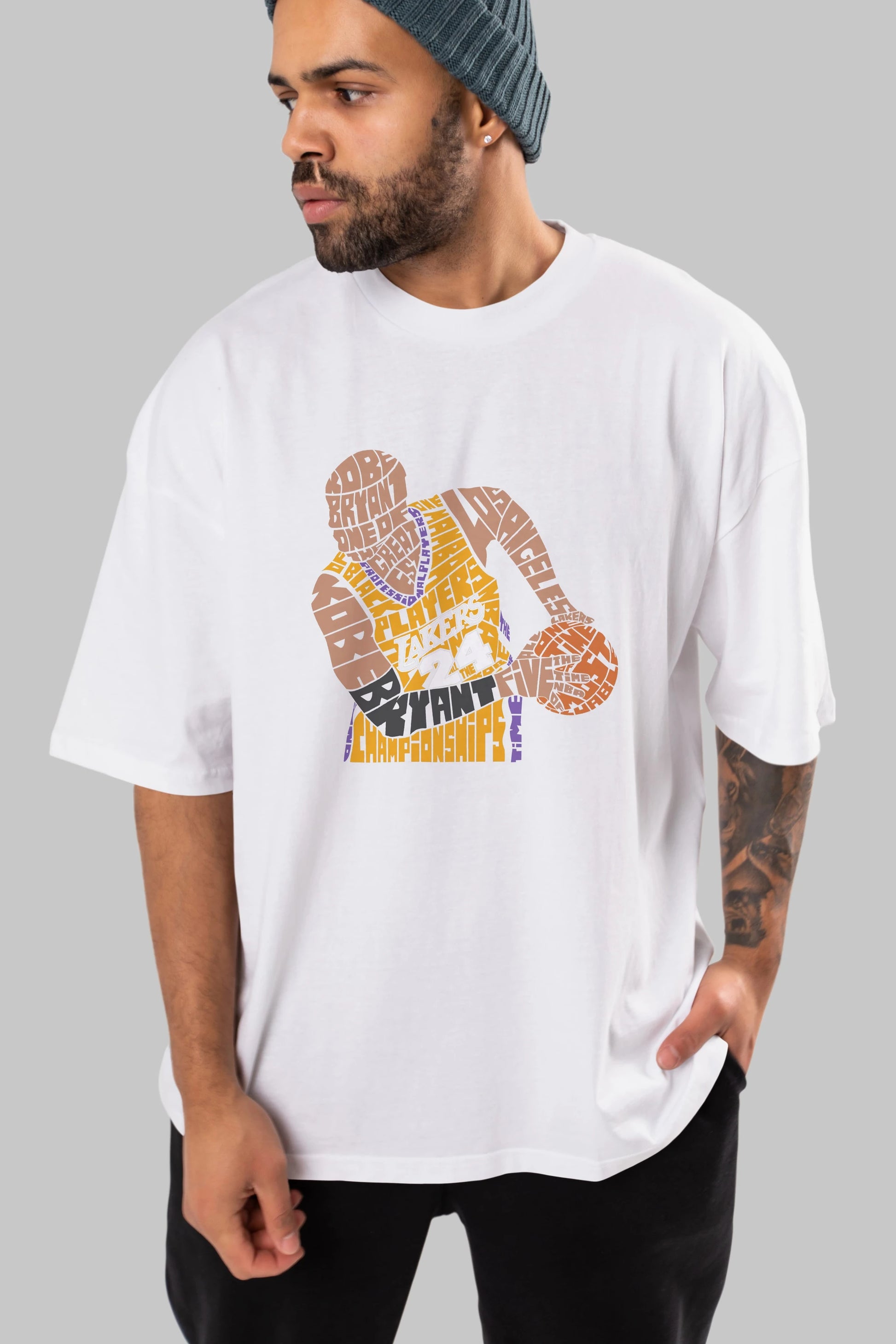 Kobe Bryant Ön Baskılı Oversize t-shirt %100 pamuk Erkek Kadın Unisex