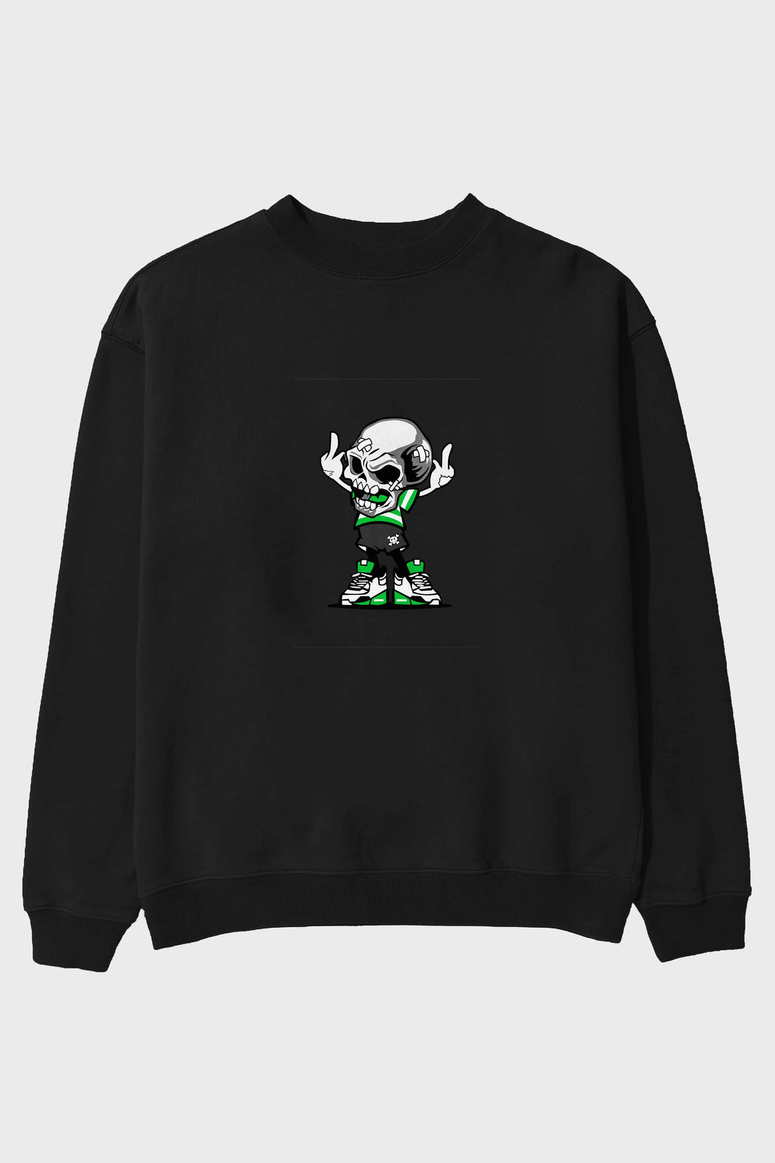 Skull F Hand Ön Baskılı Oversize Sweatshirt Erkek Kadın Unisex