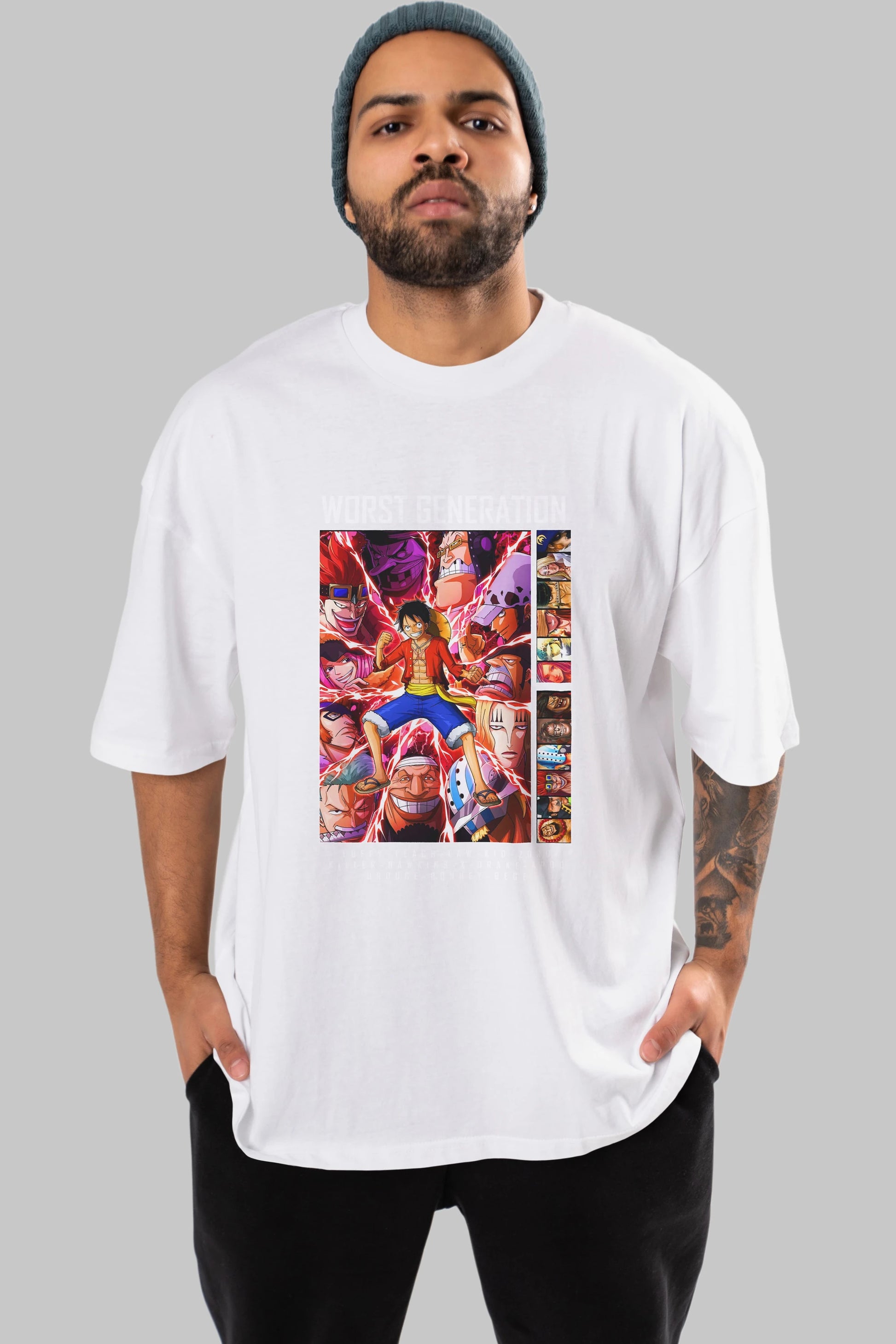 Worst Generation Anime Ön Baskılı Oversize t-shirt Erkek Kadın Unisex