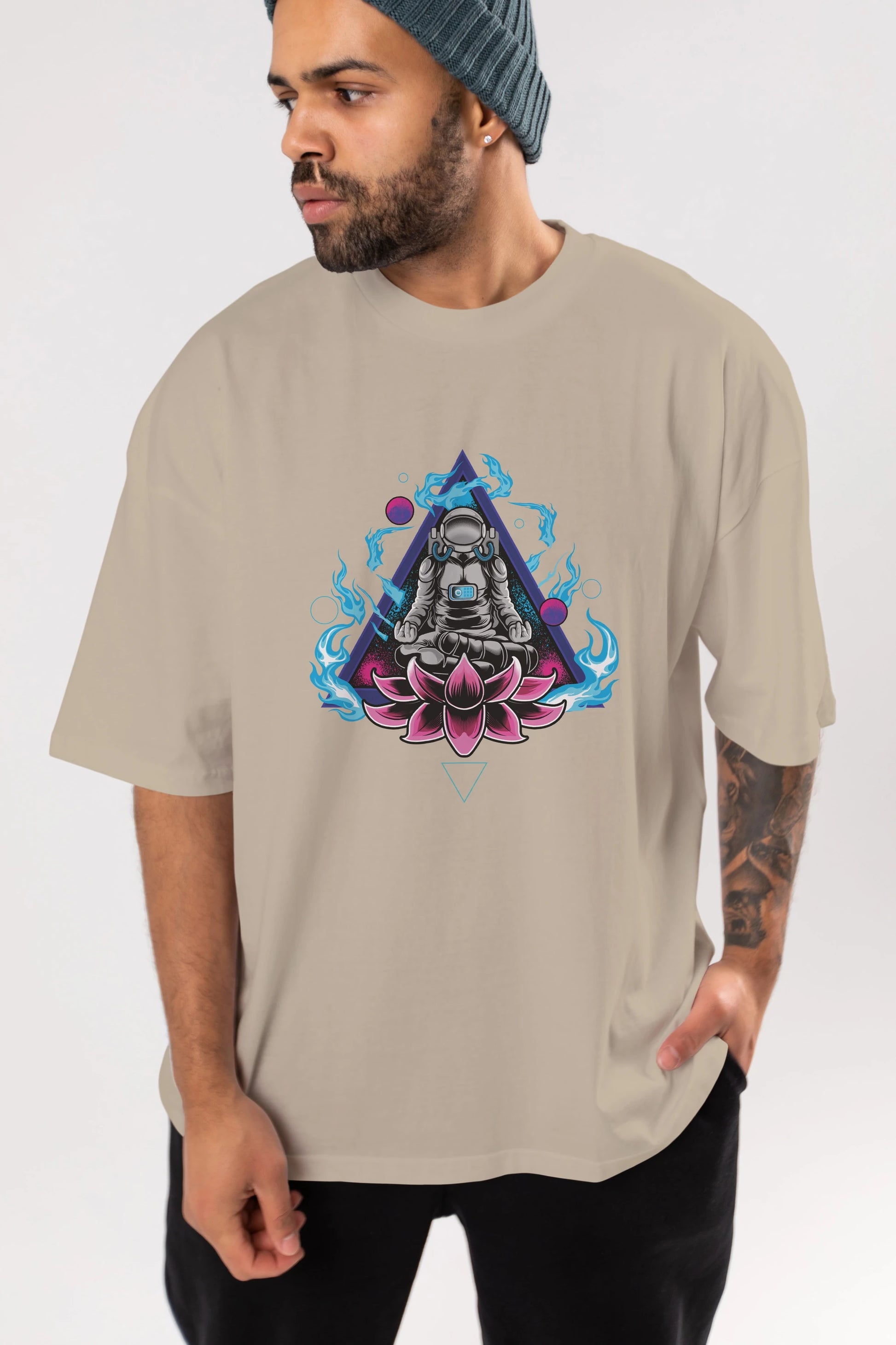Astronaut Meditation (2) Ön Baskılı Oversize t-shirt Erkek Kadın Unisex