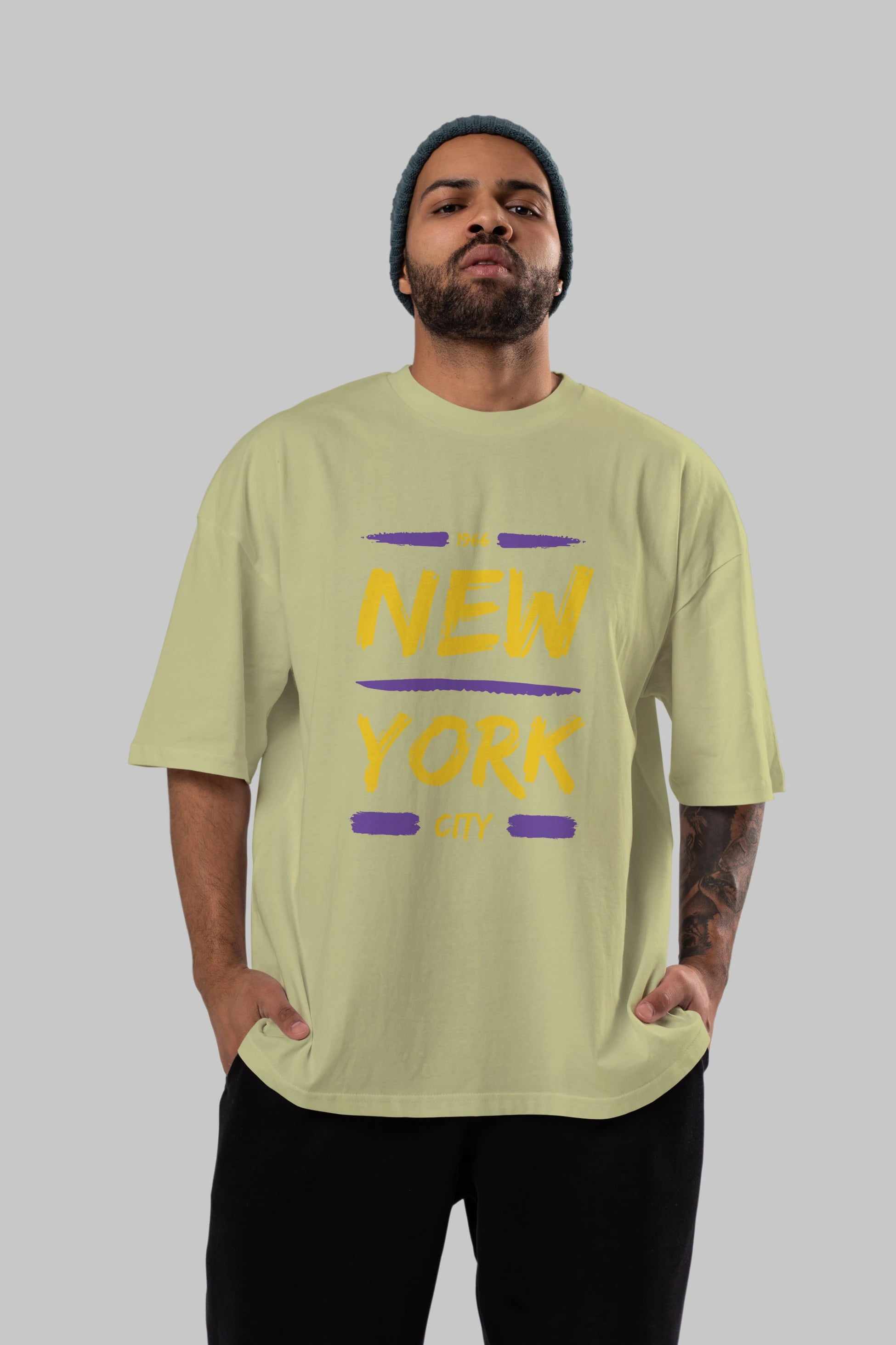 New York City 2 Ön Baskılı Oversize t-shirt Erkek Kadın Unisex
