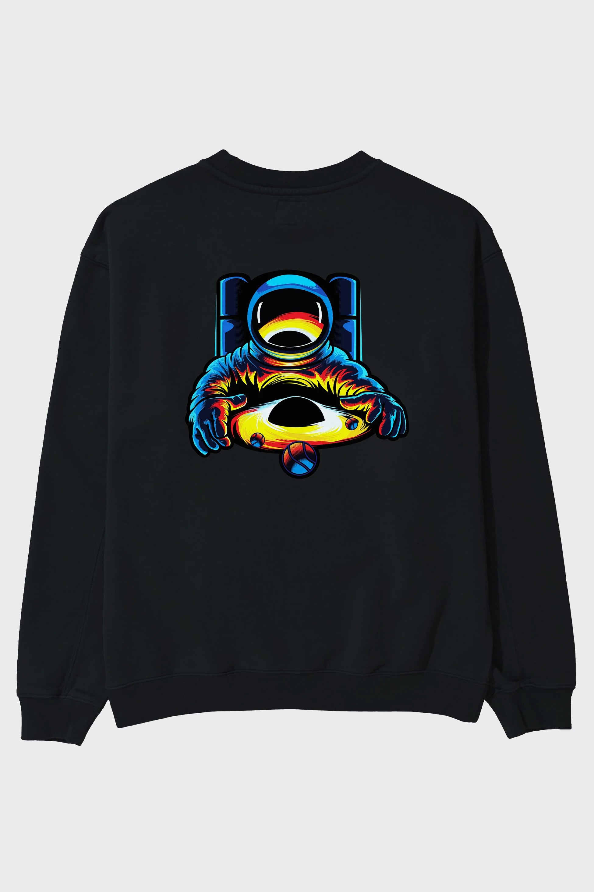 Astronaut & Black Hole Arka Baskılı Oversize Sweatshirt Erkek Kadın Unisex