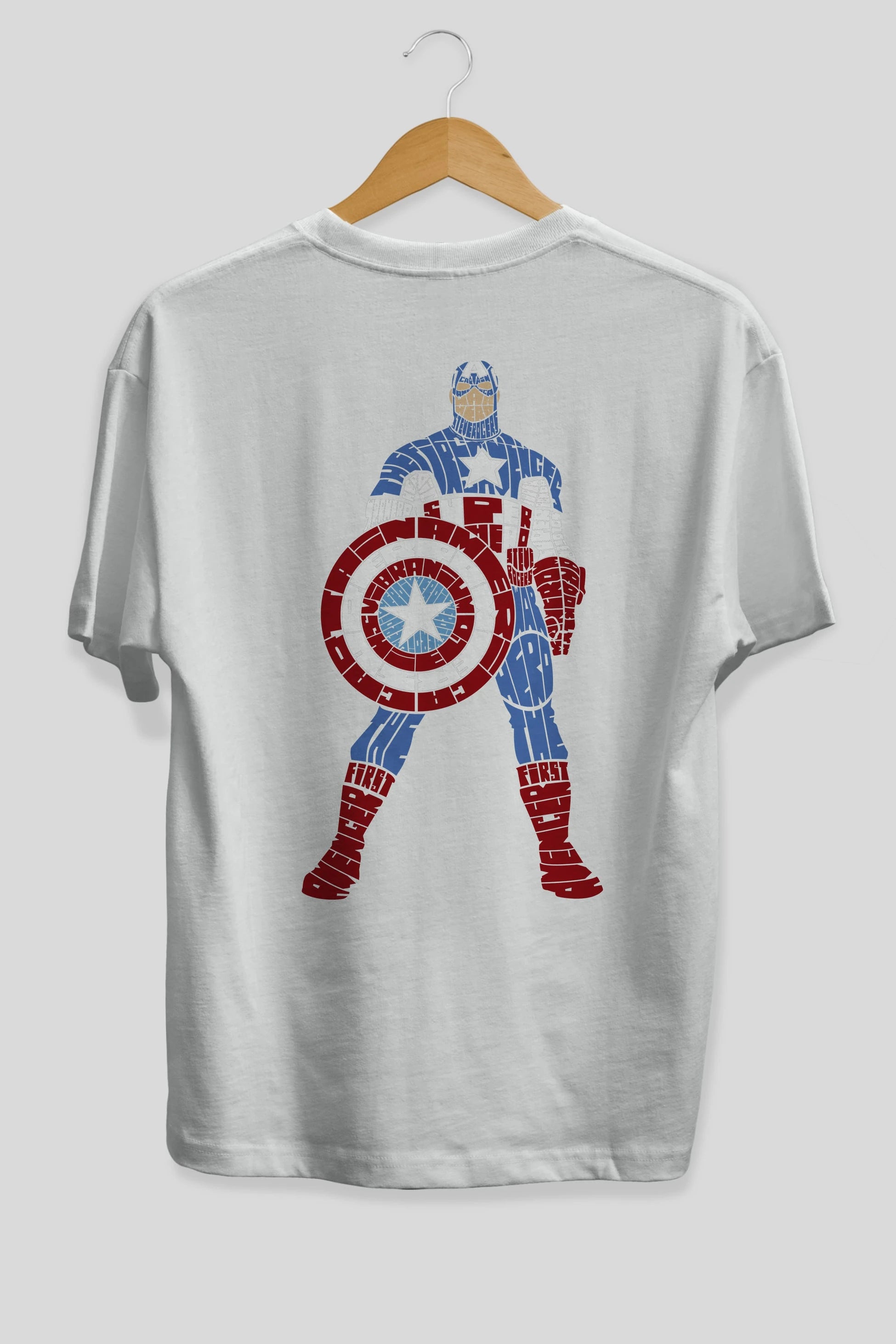 Captain America Arka Baskılı Oversize t-shirt %100 pamuk Erkek Kadın Unisex