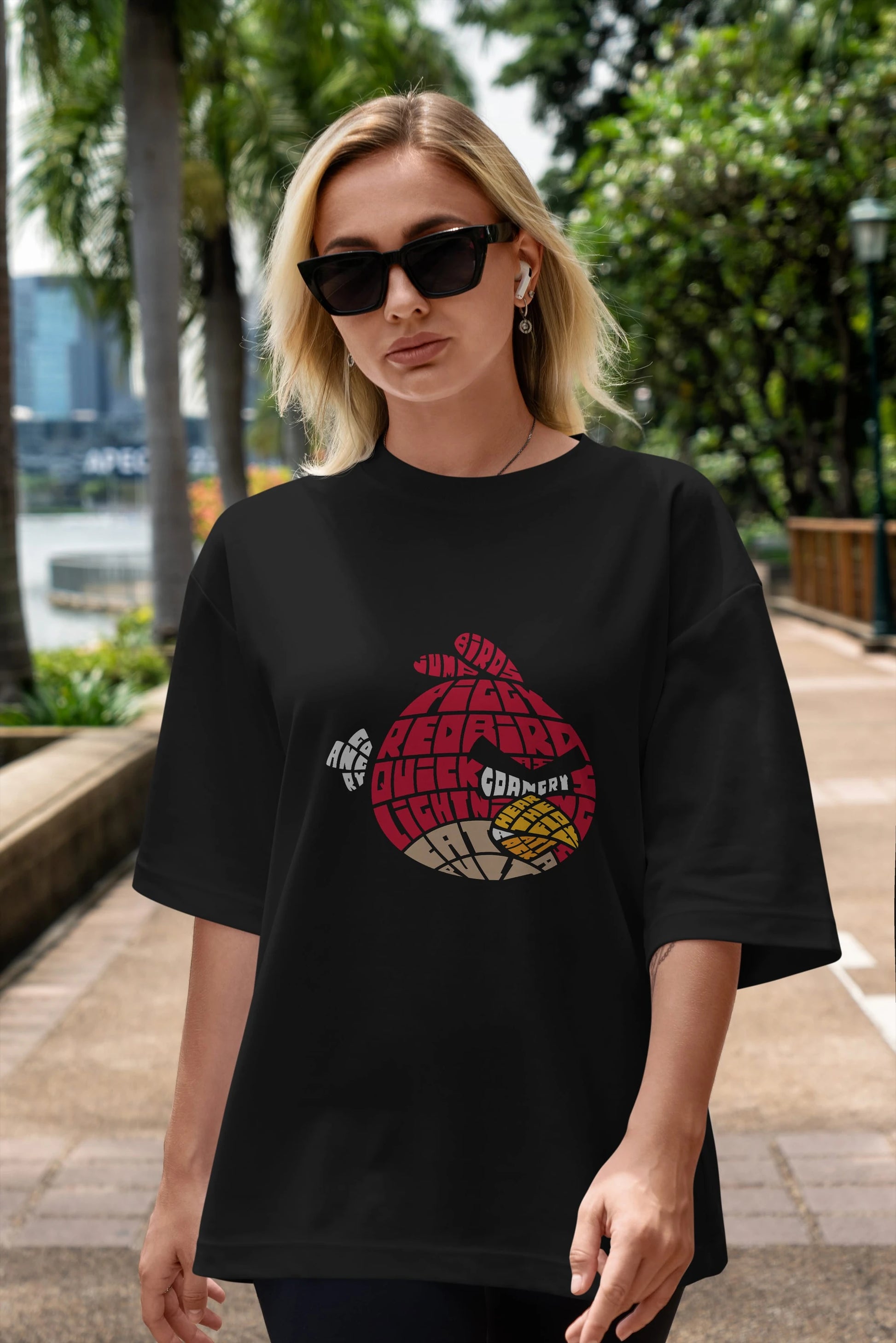 Bird With Anger Ön Baskılı Oversize t-shirt %100 pamuk Erkek Kadın Unisex