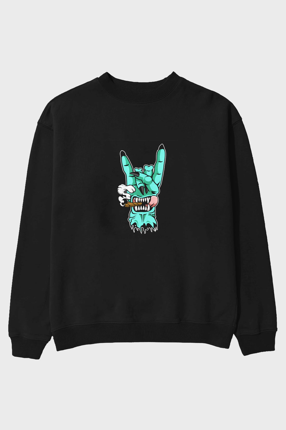 Metal Sign Ön Baskılı Oversize Sweatshirt Erkek Kadın Unisex