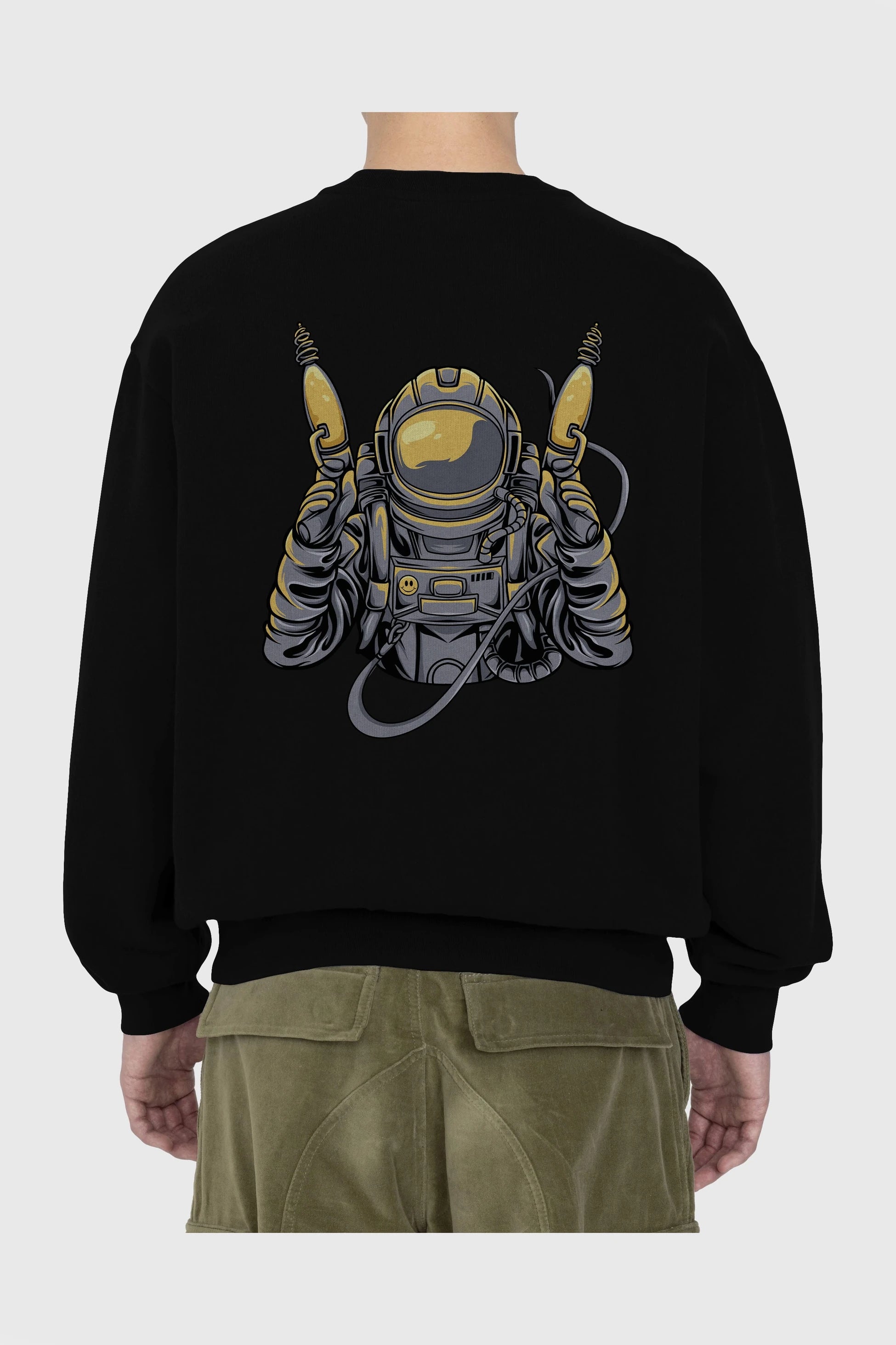Alien Hunter Arka Baskılı Oversize Sweatshirt Erkek Kadın Unisex