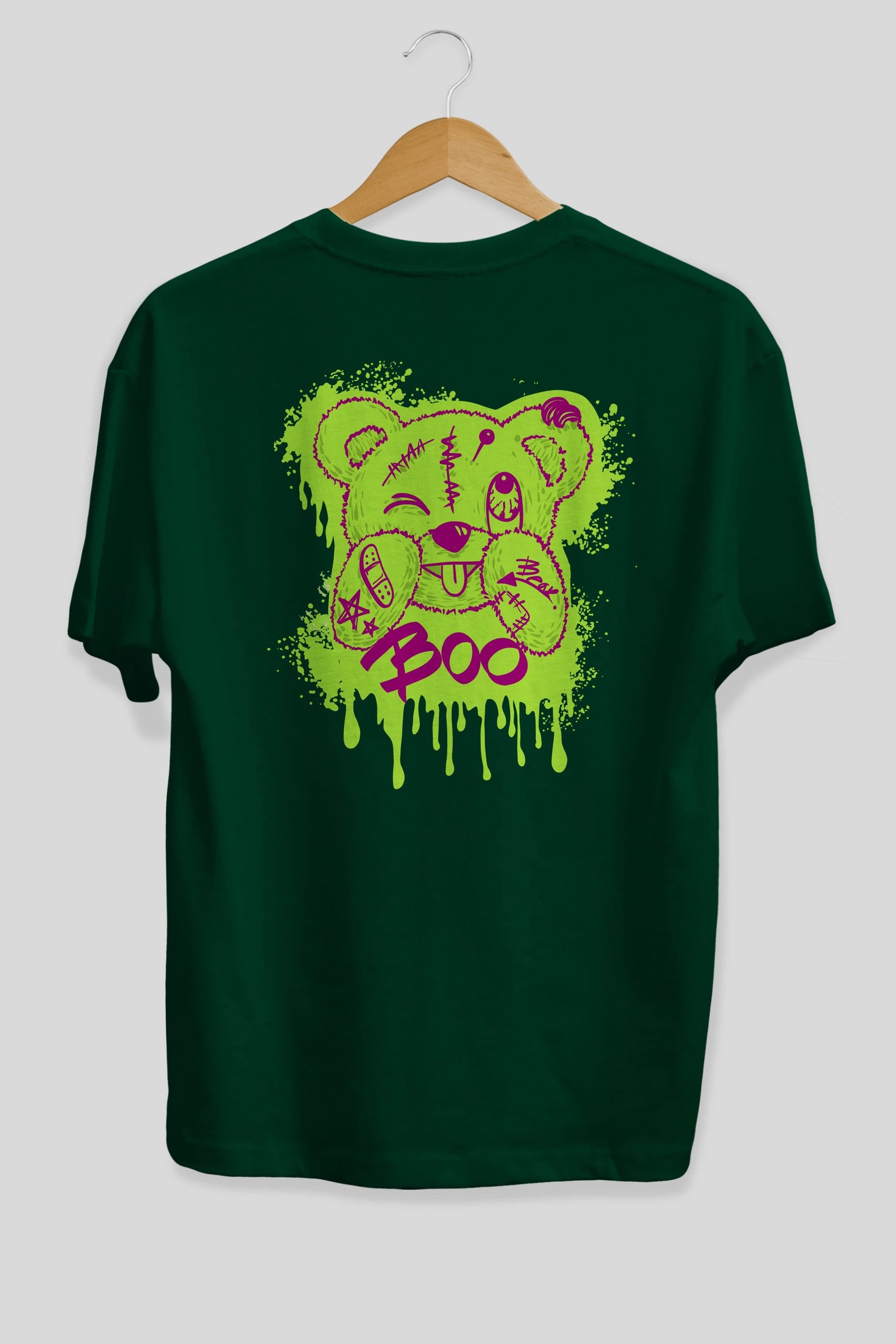 Boo  Bear Arka Baskılı Oversize t-shirt Erkek Kadın Unisex