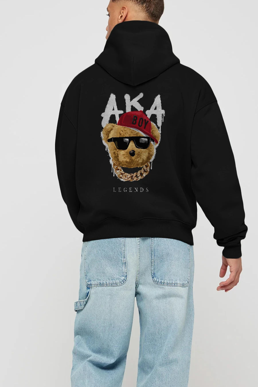 Teddy Bear Legends Arka Baskılı Hoodie Oversize Kapüşonlu Sweatshirt Erkek Kadın Unisex