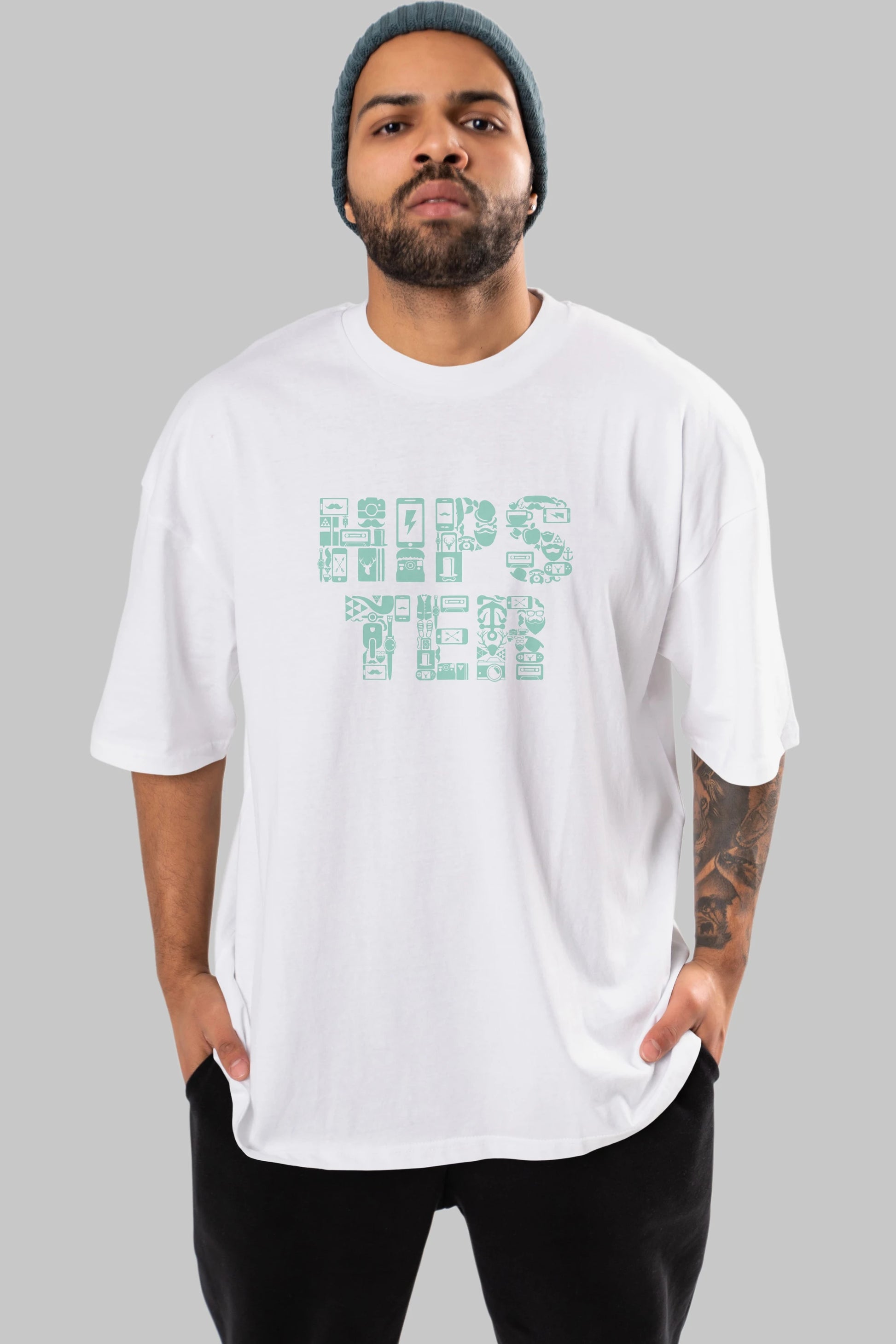 HIPSTER Ön Baskılı Oversize t-shirt %100 pamuk Erkek Kadın Unisex