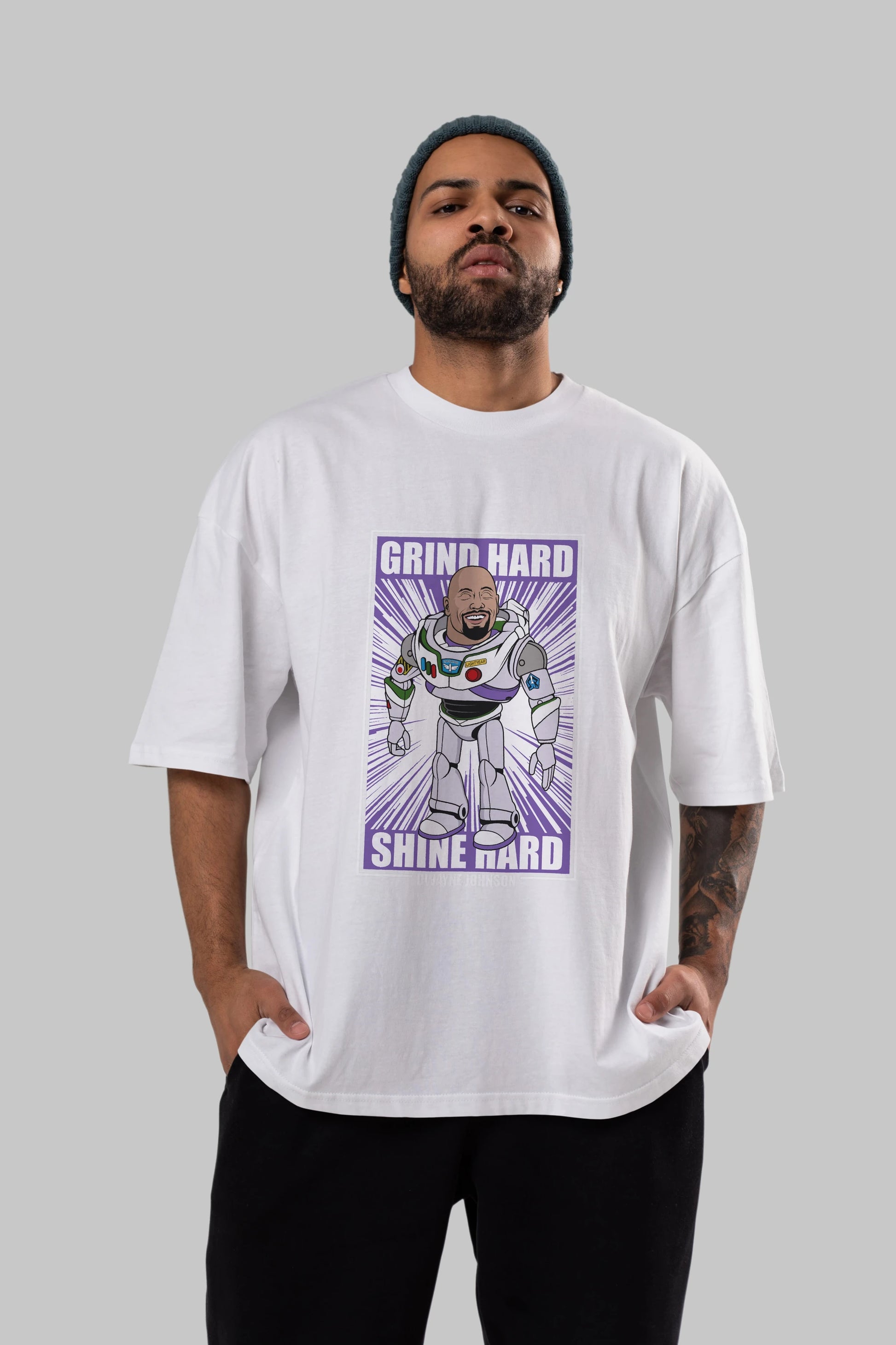 Dwayne Johnson Buzz Lightyear Ön Baskılı Oversize t-shirt Erkek Kadın Unisex %100 Pamuk tişort
