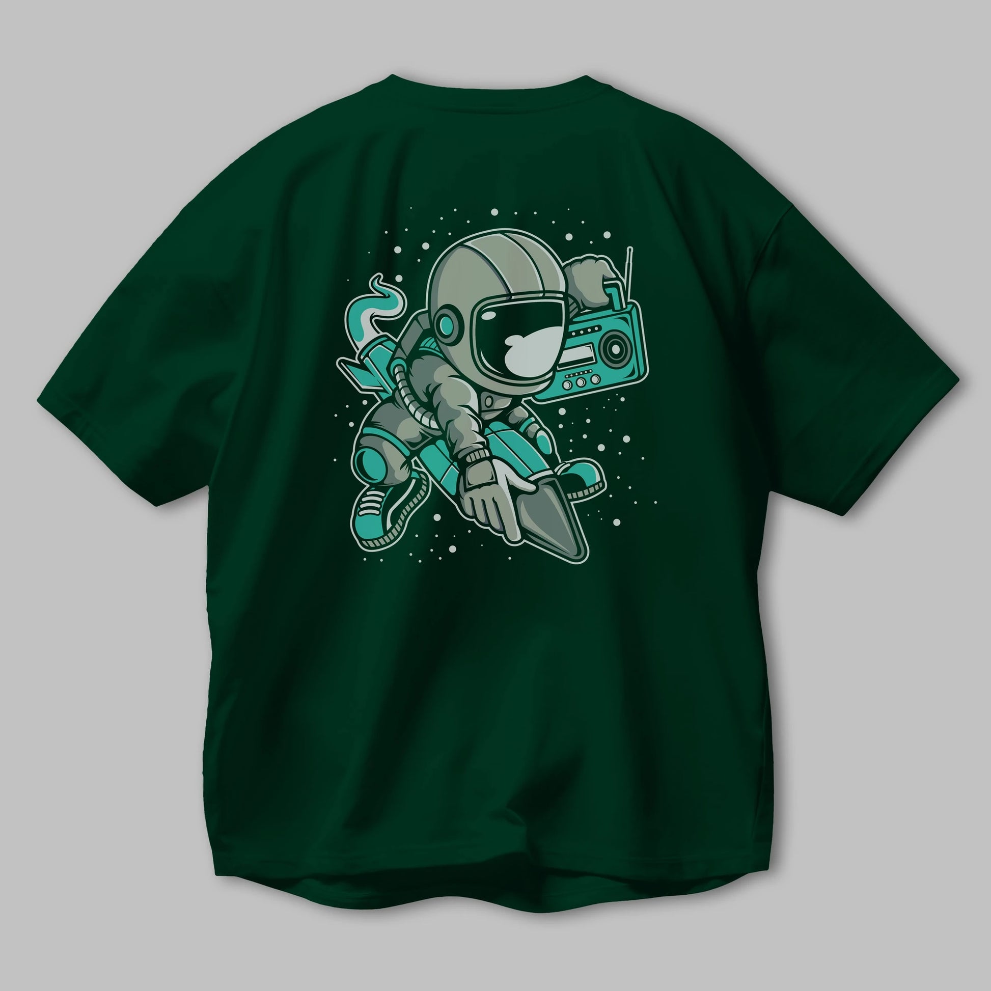 Astronaut Rocket (2) Arka Baskılı Oversize t-shirt Erkek Kadın Unisex
