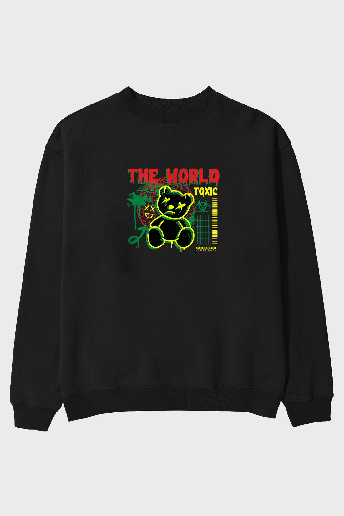 The World Toxic Bear Ön Baskılı Oversize Sweatshirt Erkek Kadın Unisex